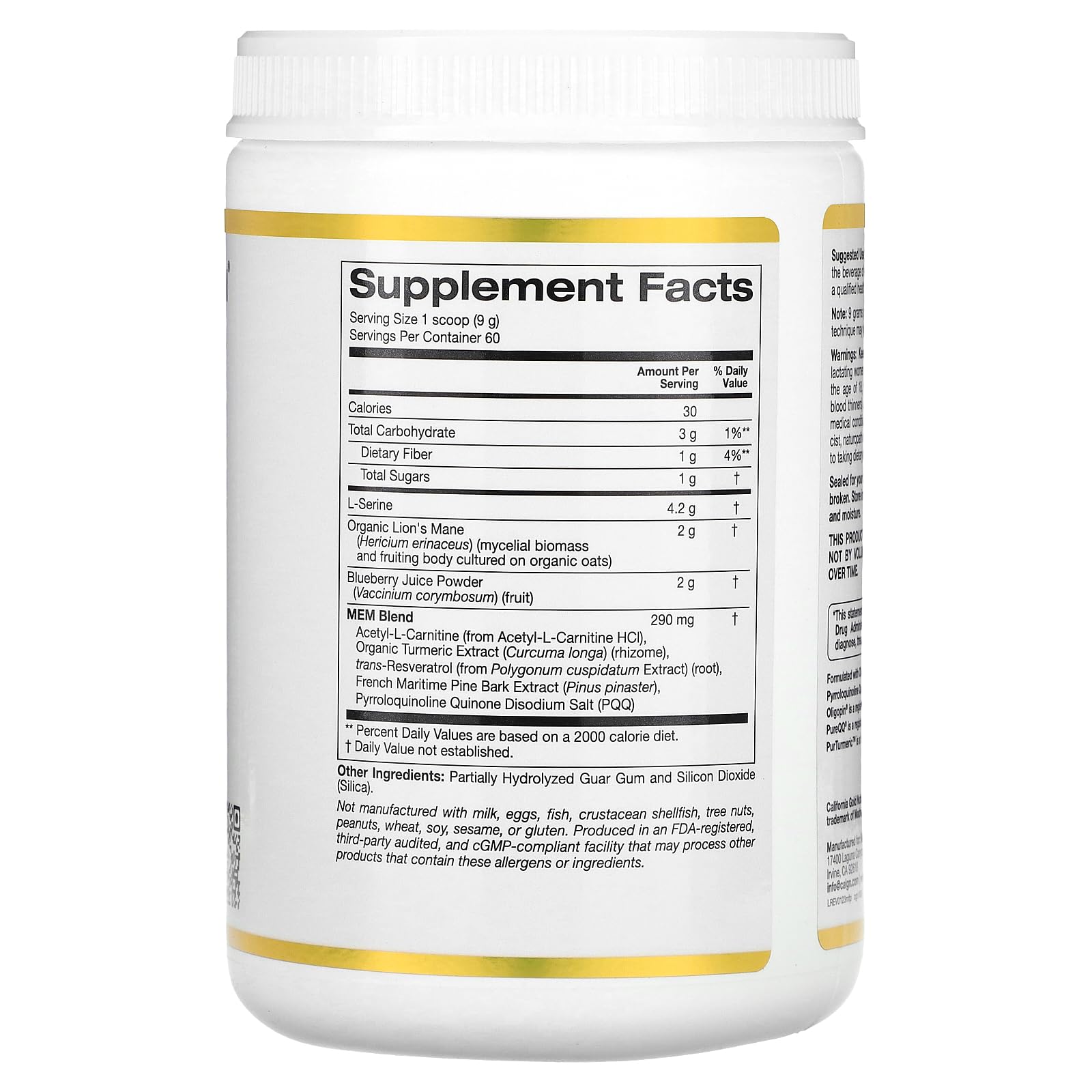 Foto 3 pulgar | Suplemento California Gold Nutrition Mem Food 510 G - Venta Internacional.