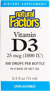 Foto 1 | Gotas De Vitamina D3 Natural Factors 1000 Ui (25 Mcg) 15 Ml - Venta Internacional.
