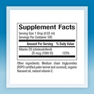 Foto 2 | Gotas De Vitamina D3 Natural Factors 1000 Ui (25 Mcg) 15 Ml - Venta Internacional.