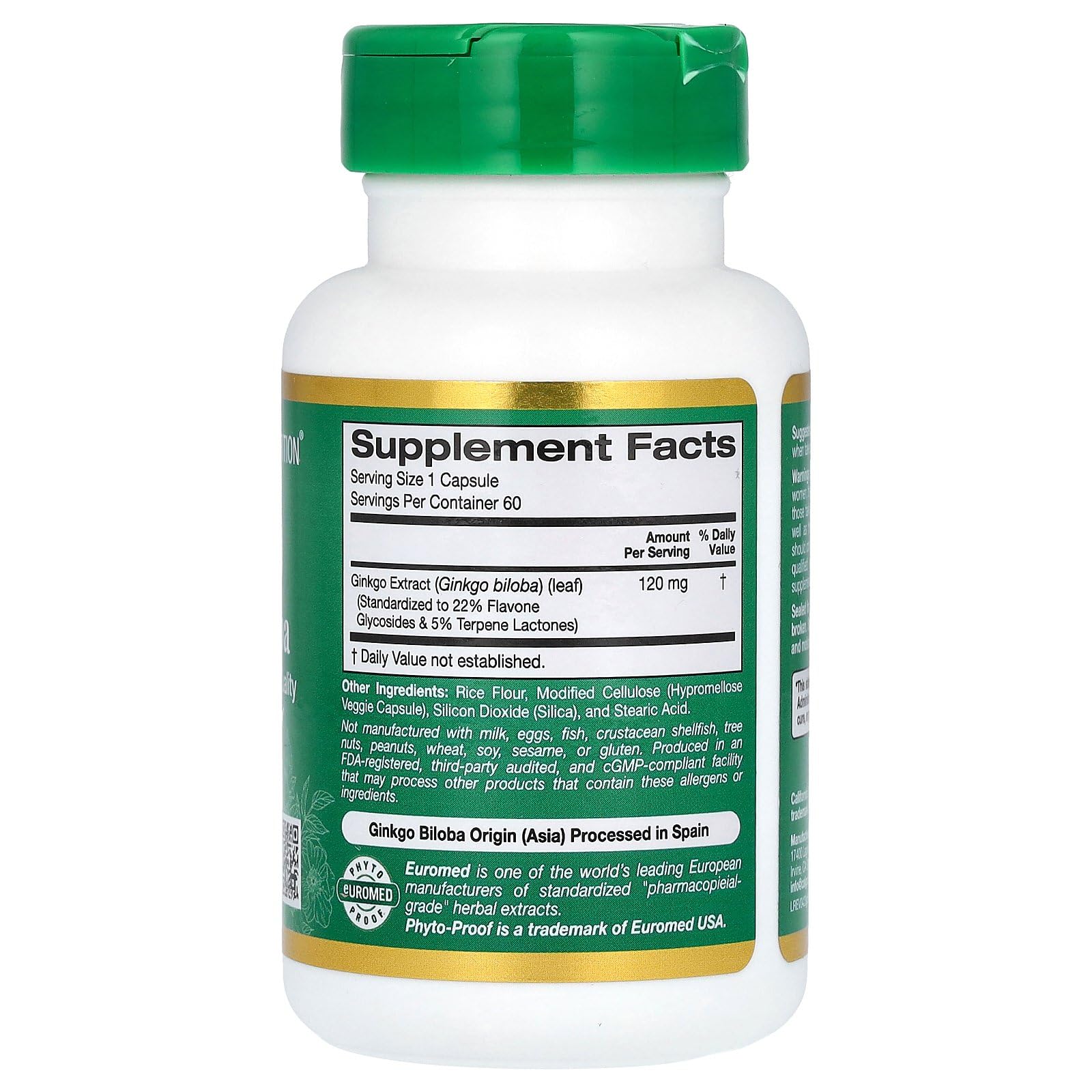 Foto 3 pulgar | Suplemento De Ginkgo Biloba De California Gold Nutrition 120 Mg - Venta Internacional.
