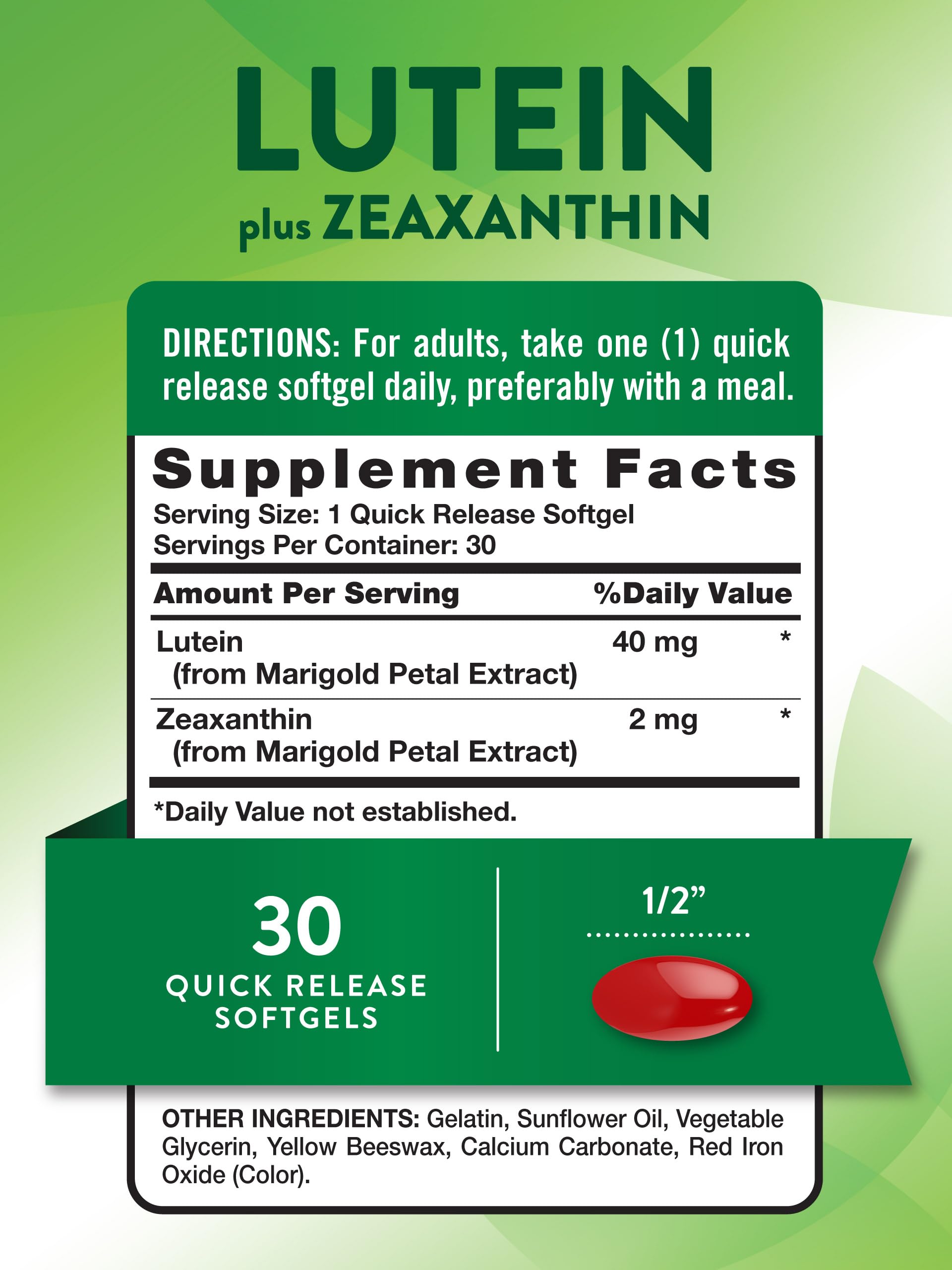 Foto 2 | Suplemento Nature's Truth De Luteína Y Zeaxantina 40 Mg 30 Cápsulas Blandas - Venta Internacional.