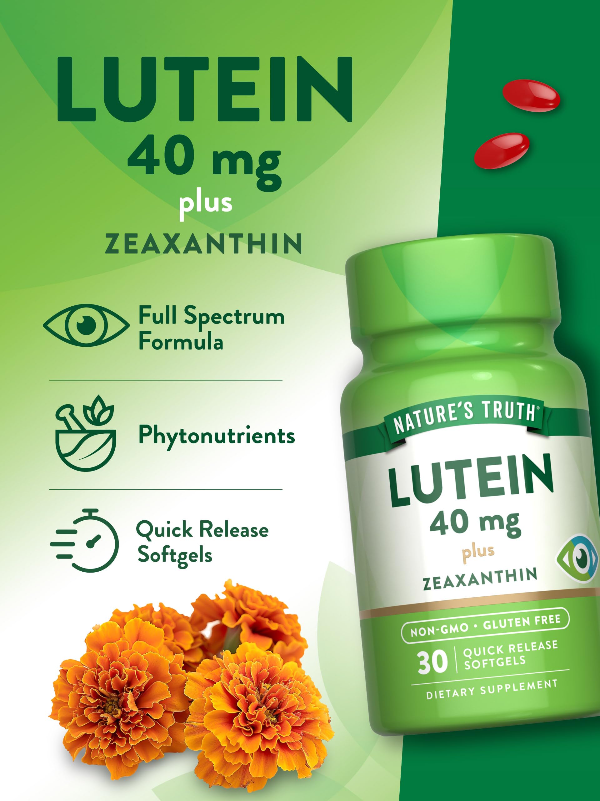 Foto 6 pulgar | Suplemento Nature's Truth De Luteína Y Zeaxantina 40 Mg 30 Cápsulas Blandas - Venta Internacional.
