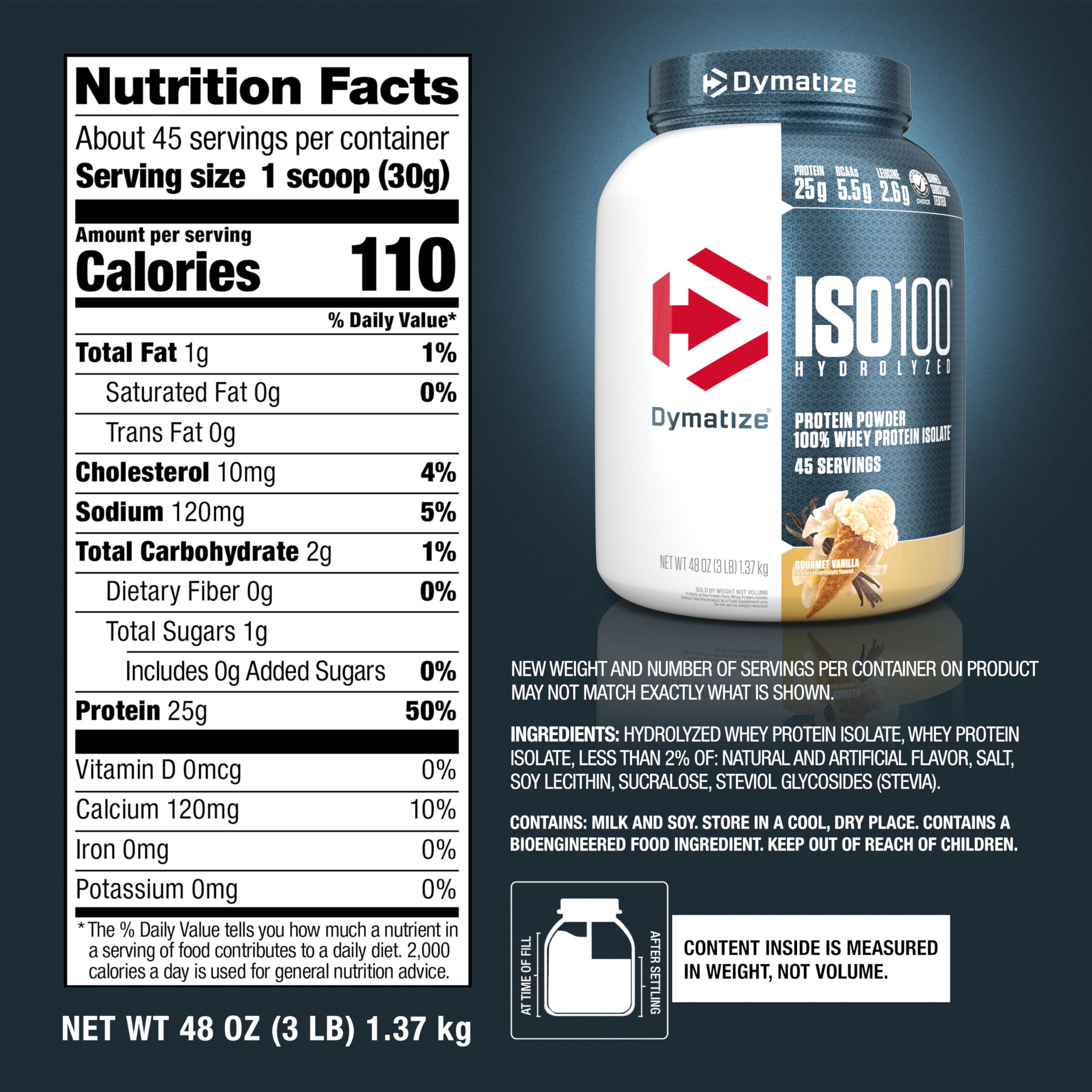Foto 7 pulgar | Proteína En Polvo Dymatize Iso 100 Whey Isolate, 1,36 Kg, Vainilla - Venta Internacional.