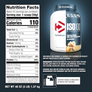 Foto 6 | Proteína En Polvo Dymatize Iso 100 Whey Isolate, 1,36 Kg, Vainilla - Venta Internacional.