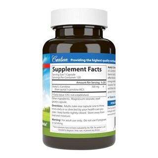 Foto 2 | Suplemento Carlson Labs Acetil L-carnitina 500 Mg 120 Cápsulas - Venta Internacional.