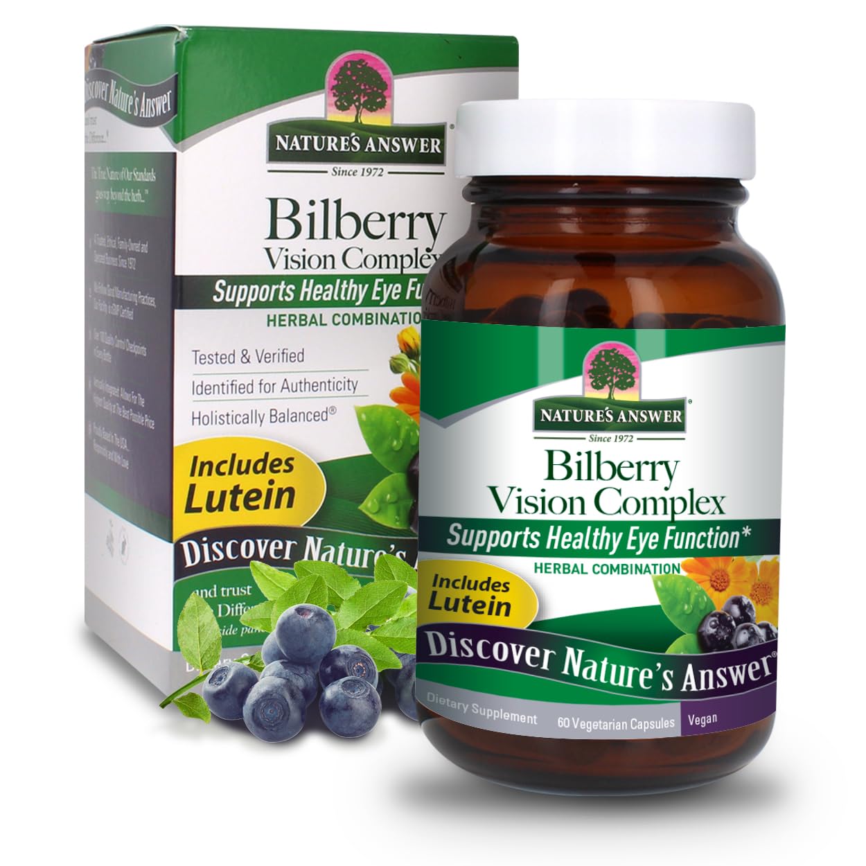 Suplemento Nature's Answer Bilberry Vision Complex 60 Cápsulas - Venta Internacional.