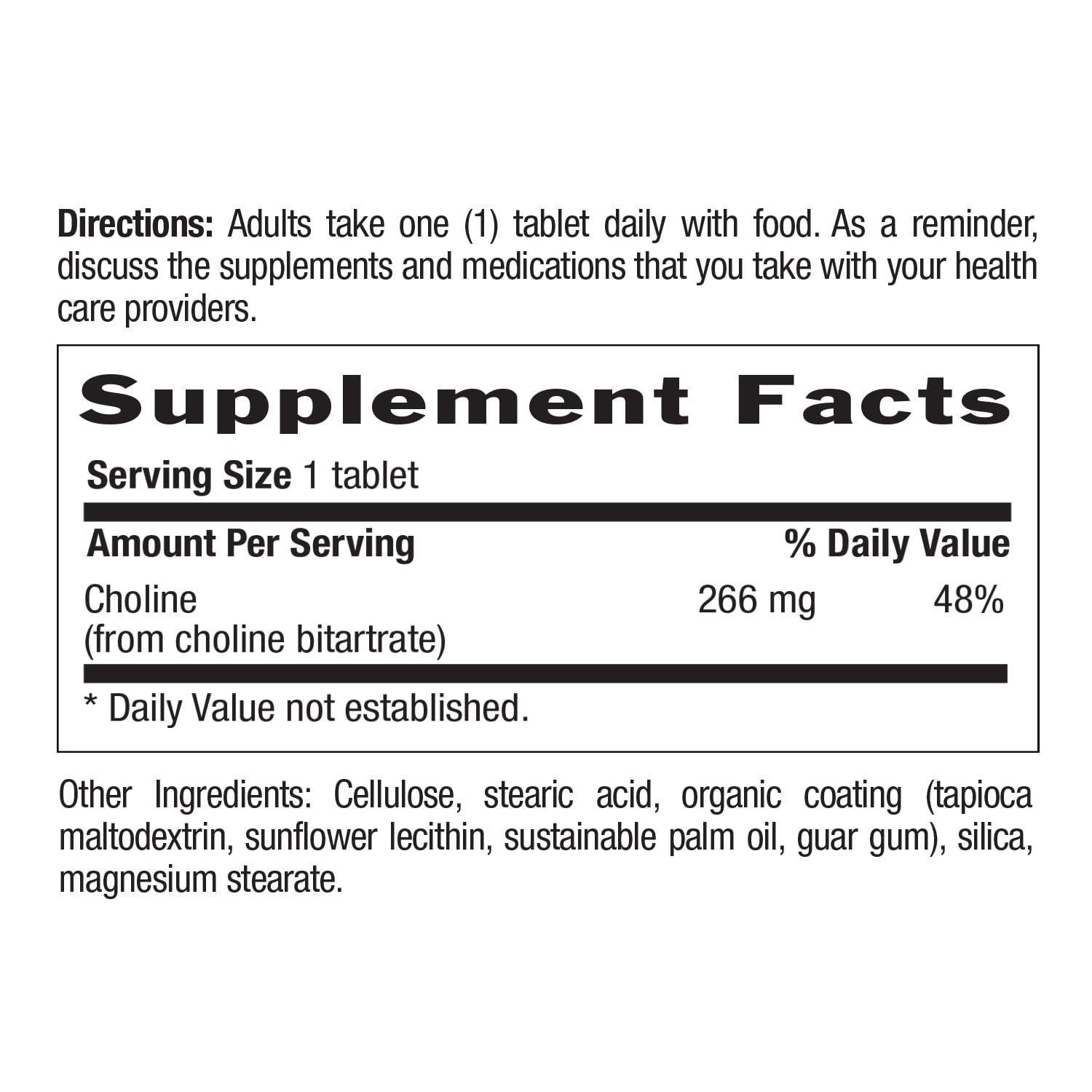 Foto 5 pulgar | Suplemento Country Life Choline 266 Mg 100 Comprimidos - Venta Internacional.