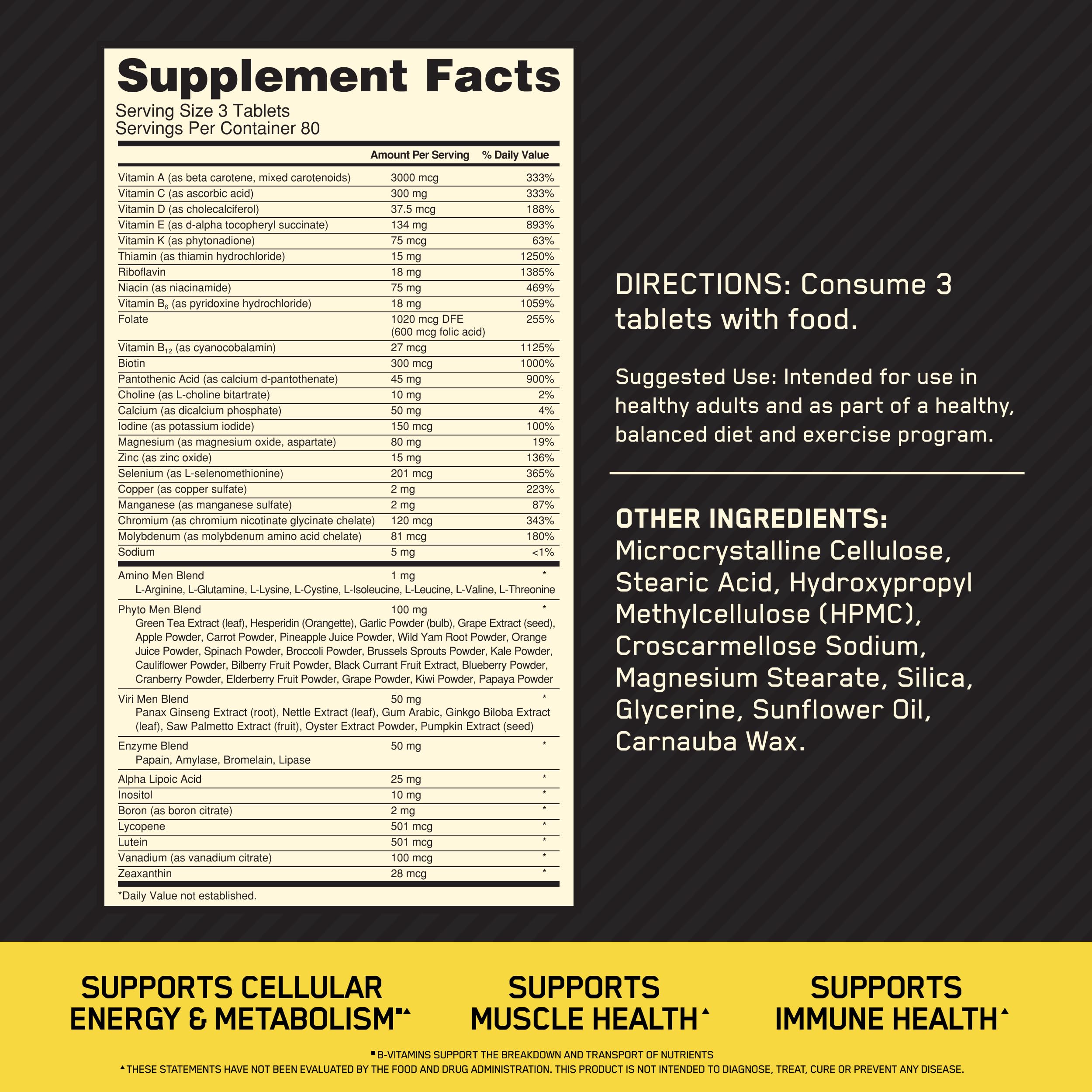 Foto 3 pulgar | Multivitamínico Optimum Nutrition Opti-men Para Hombres 80 Días - Venta Internacional.