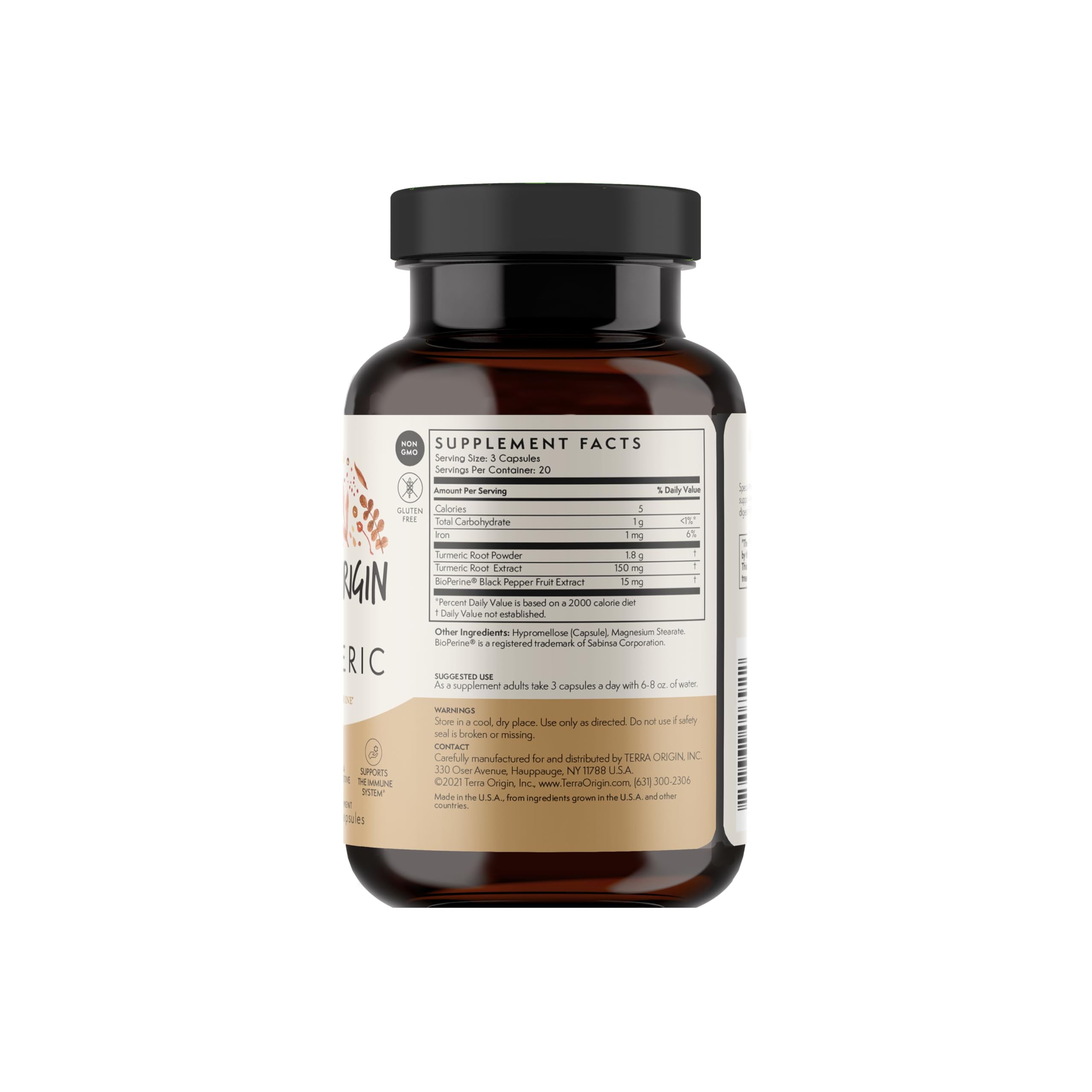 Foto 4 pulgar | Suplemento De Cúrcuma Terra Origin Con Bioperine 60 Cápsulas - Venta Internacional.