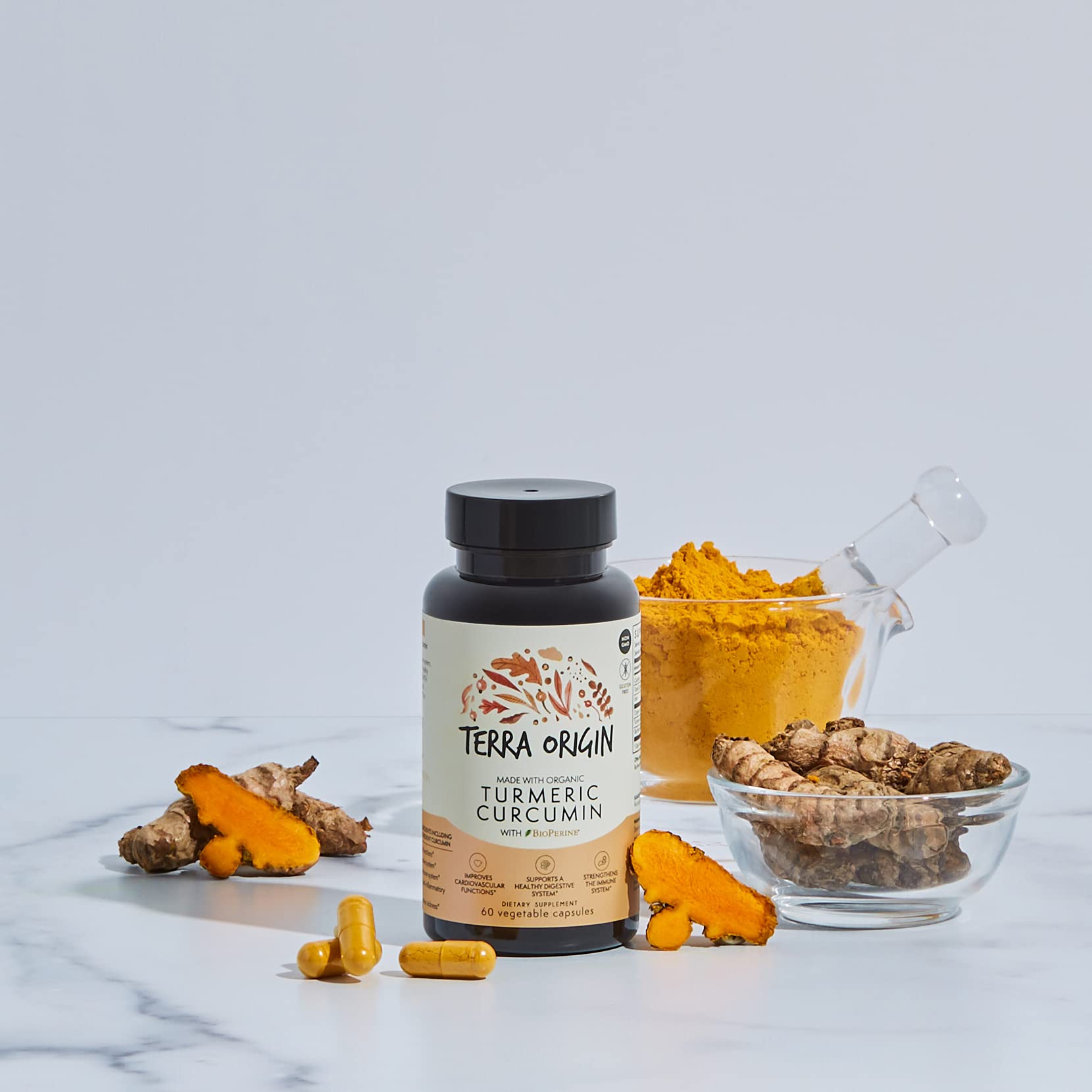 Foto 4 | Suplemento De Cúrcuma Terra Origin Con Bioperine 60 Cápsulas - Venta Internacional.