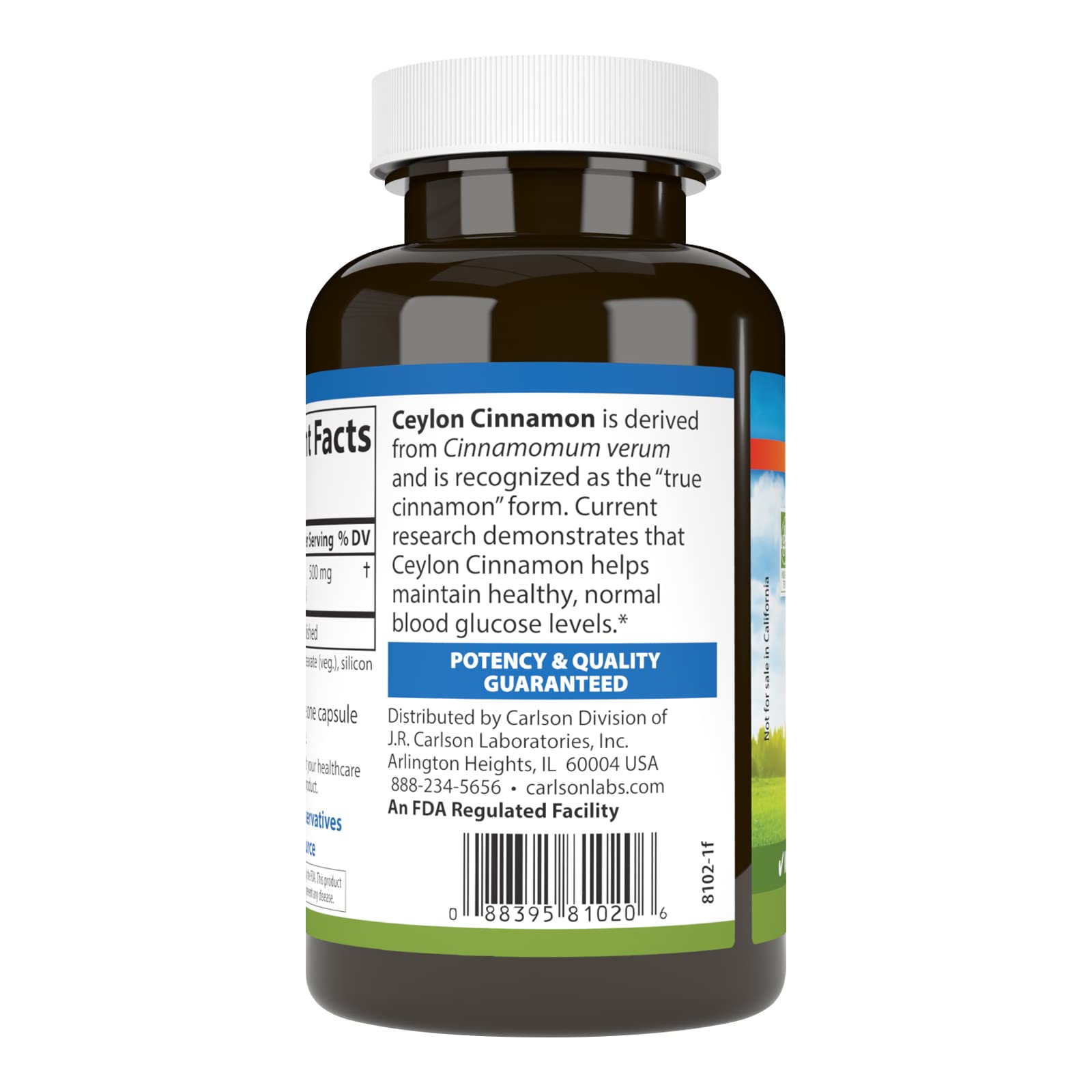 Foto 3 | Suplementos Carlson, Extracto De Canela De Ceilán, 500 Mg, 90 Cápsulas - Venta Internacional.