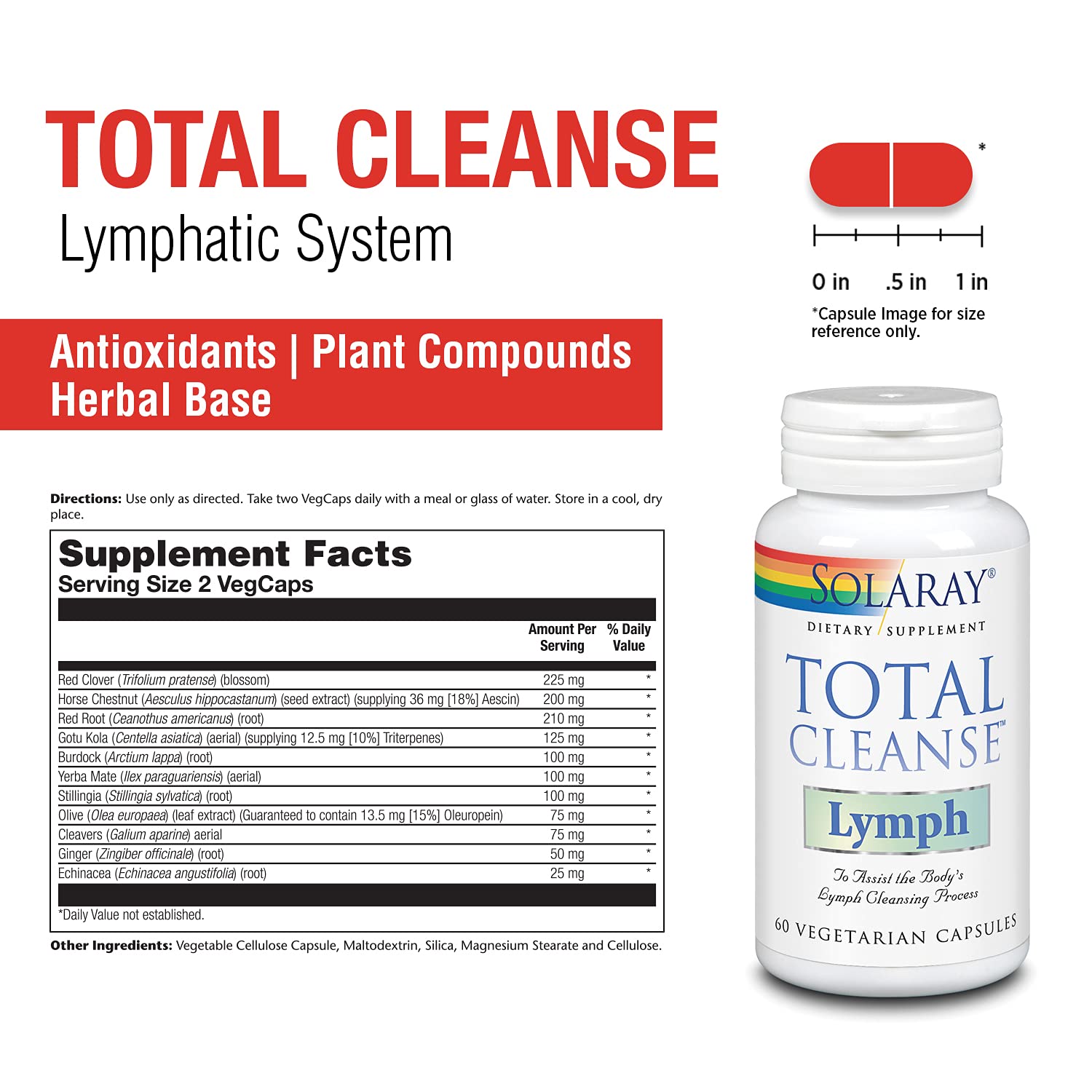 Foto 2 | Cápsulas Linfáticas Supplement Solaray Total Cleanse, 60 Unidades - Venta Internacional.