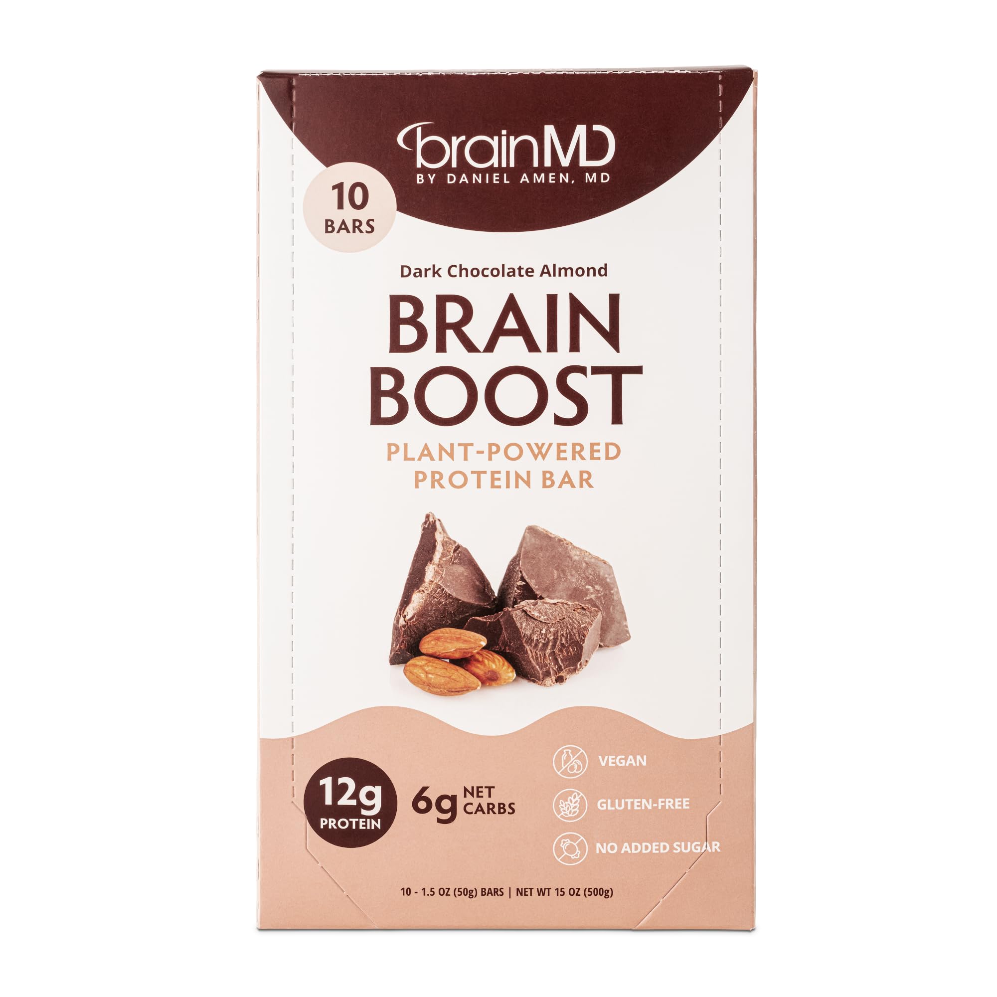 Foto 2 pulgar | Barritas De Proteína Brainmd Brain Boost, Chocolate Negro Y Almendras, 10 X 60 G - Venta Internacional.