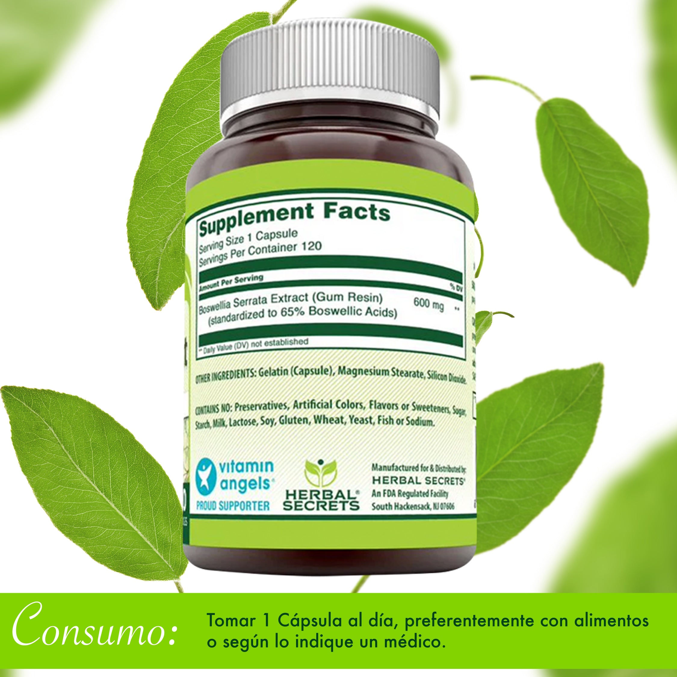 Foto 3 pulgar | Herbal Secrets Boswellia Serrata 600 Mg 120 Cápsulas | Antiinflamatorio Natural Para Articulaciones