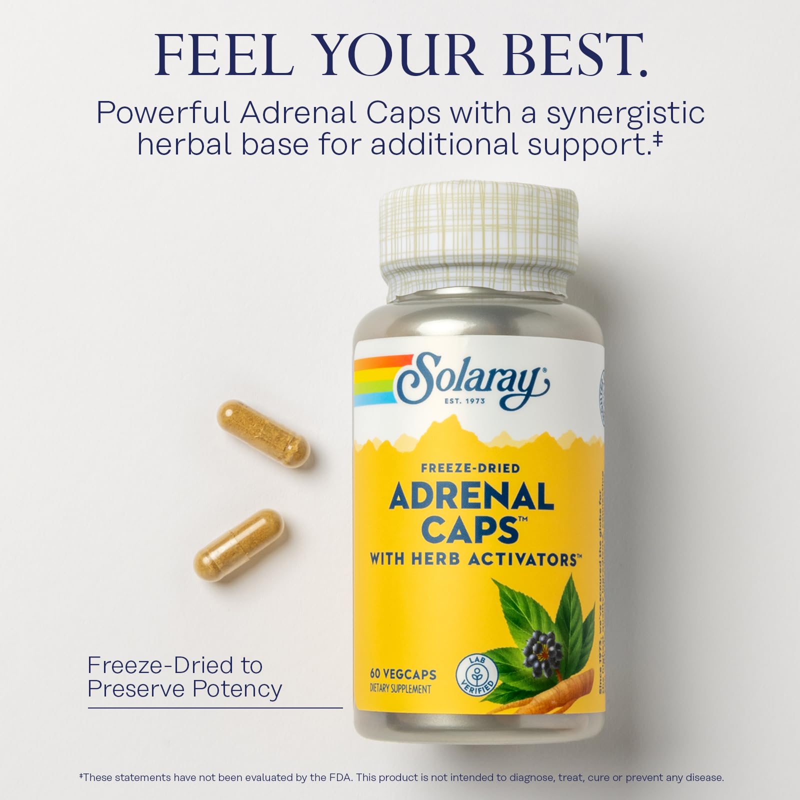 Foto 4 pulgar | Suplemento Solaray Adrenal Caps Liofilizado, 60 Cápsulas Vegetarianas - Venta Internacional.