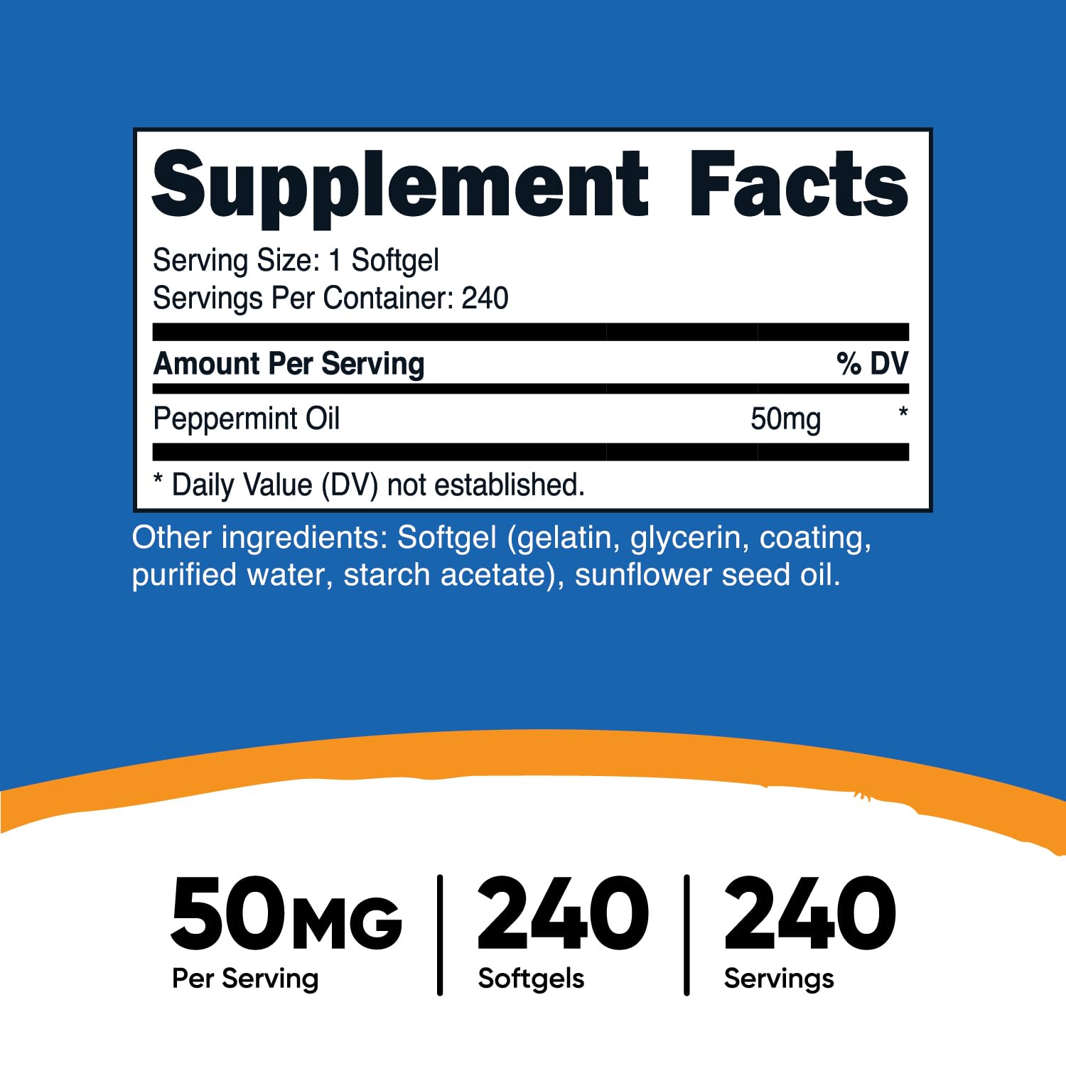 Foto 3 pulgar | Cápsulas Blandas De Aceite De Menta Supplement Nutricost 50 Mg (240) - Venta Internacional.