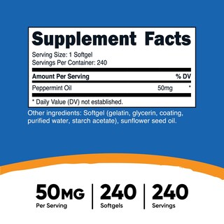 Foto 2 | Cápsulas Blandas De Aceite De Menta Supplement Nutricost 50 Mg (240) - Venta Internacional.