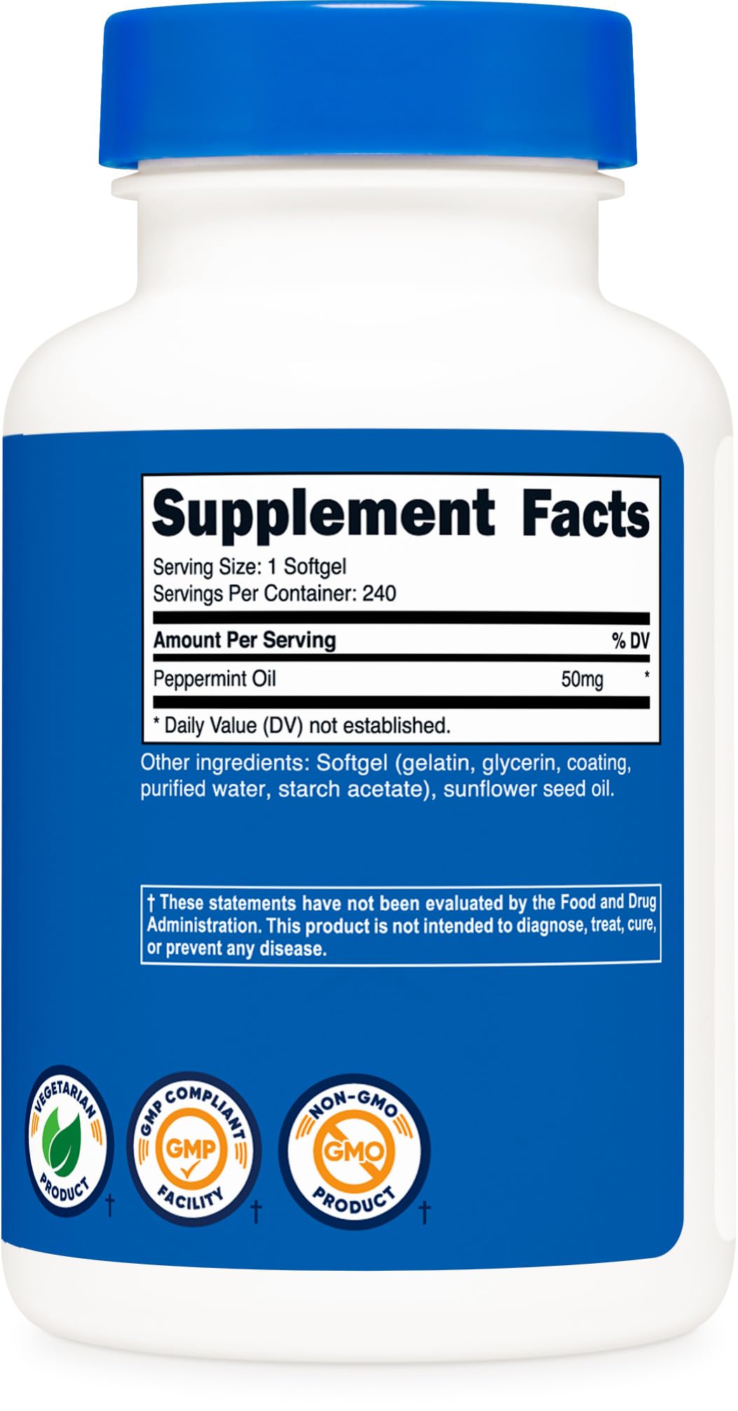 Foto 6 pulgar | Cápsulas Blandas De Aceite De Menta Supplement Nutricost 50 Mg (240) - Venta Internacional.
