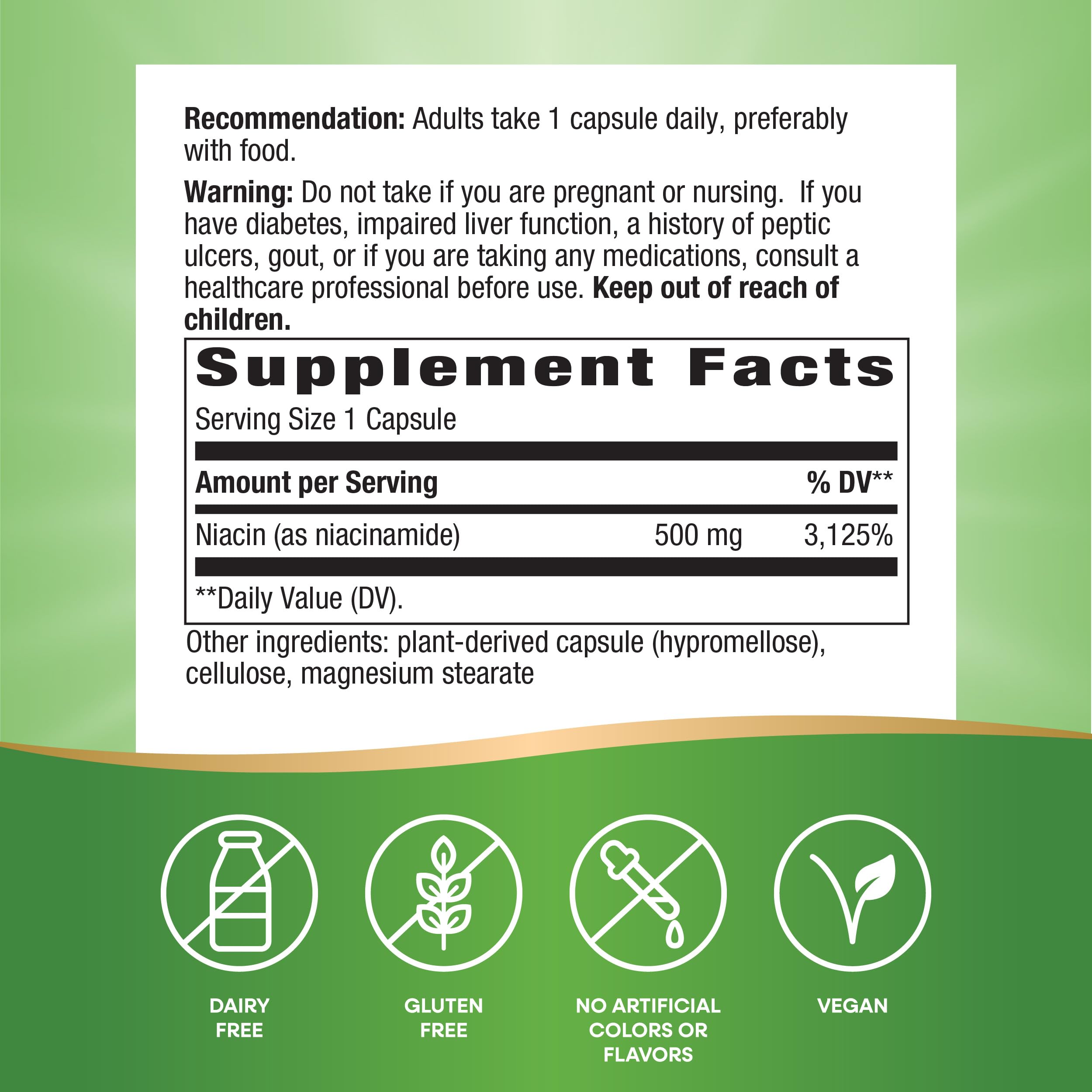 Foto 3 pulgar | Suplemento Nature's Way De Niacinamida 500 Mg 100 Cápsulas - Venta Internacional.