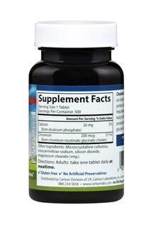 Foto 2 | Suplemento De Cromo Quelado Carlson 200 Mcg 300 Tabletas - Venta Internacional.