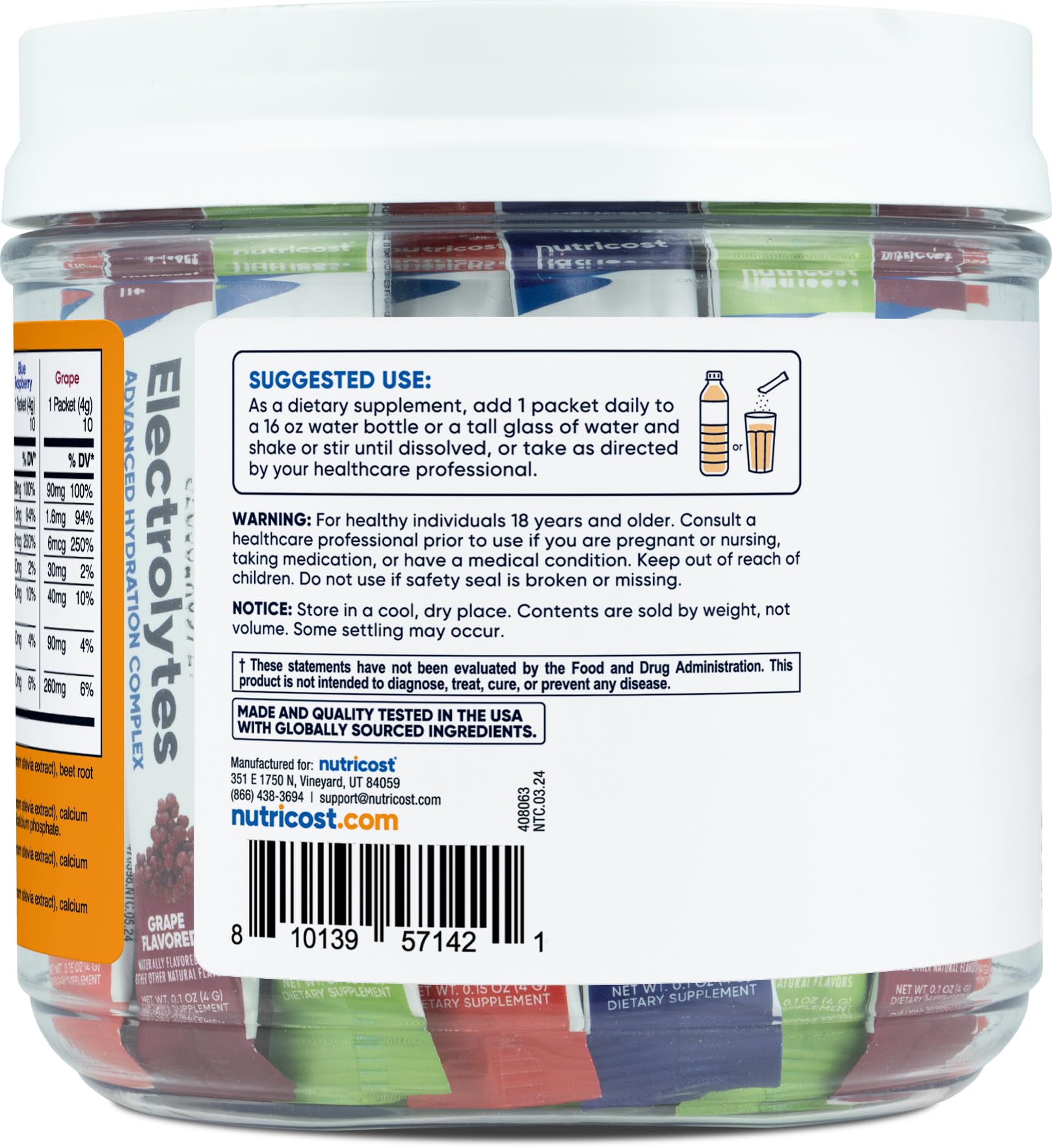 Foto 5 pulgar | Paquete De 40 Barras Nutricost Advanced Hydration Del Complejo Electrolítico - Venta Internacional.