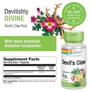 Foto 3 | Suplemento Solaray Devils Claw Root 525 Mg, 100 Cápsulas Vegetales - Venta Internacional.