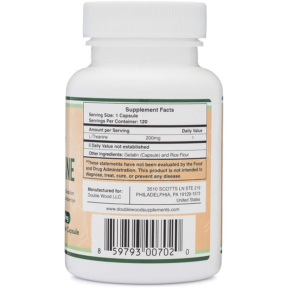 Foto 3 pulgar | Double Wood L-theanine 200 Mg 120 Cápsulas | Relajación, Estrés Y Equilibrio Emocional