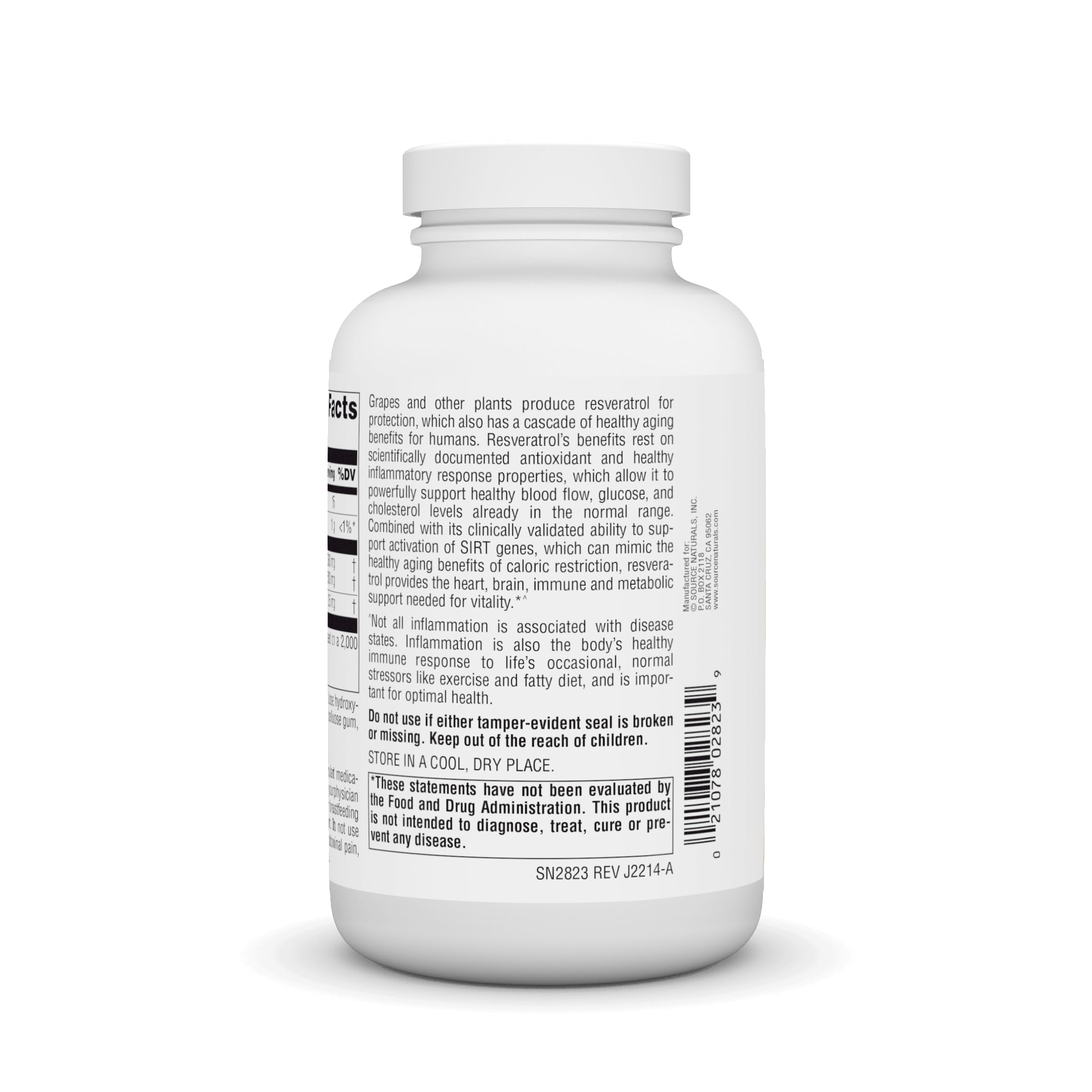 Foto 4 pulgar | Supplement Source Naturals Resveratrol 500 500 Mg - 120 Tabletas - Venta Internacional.