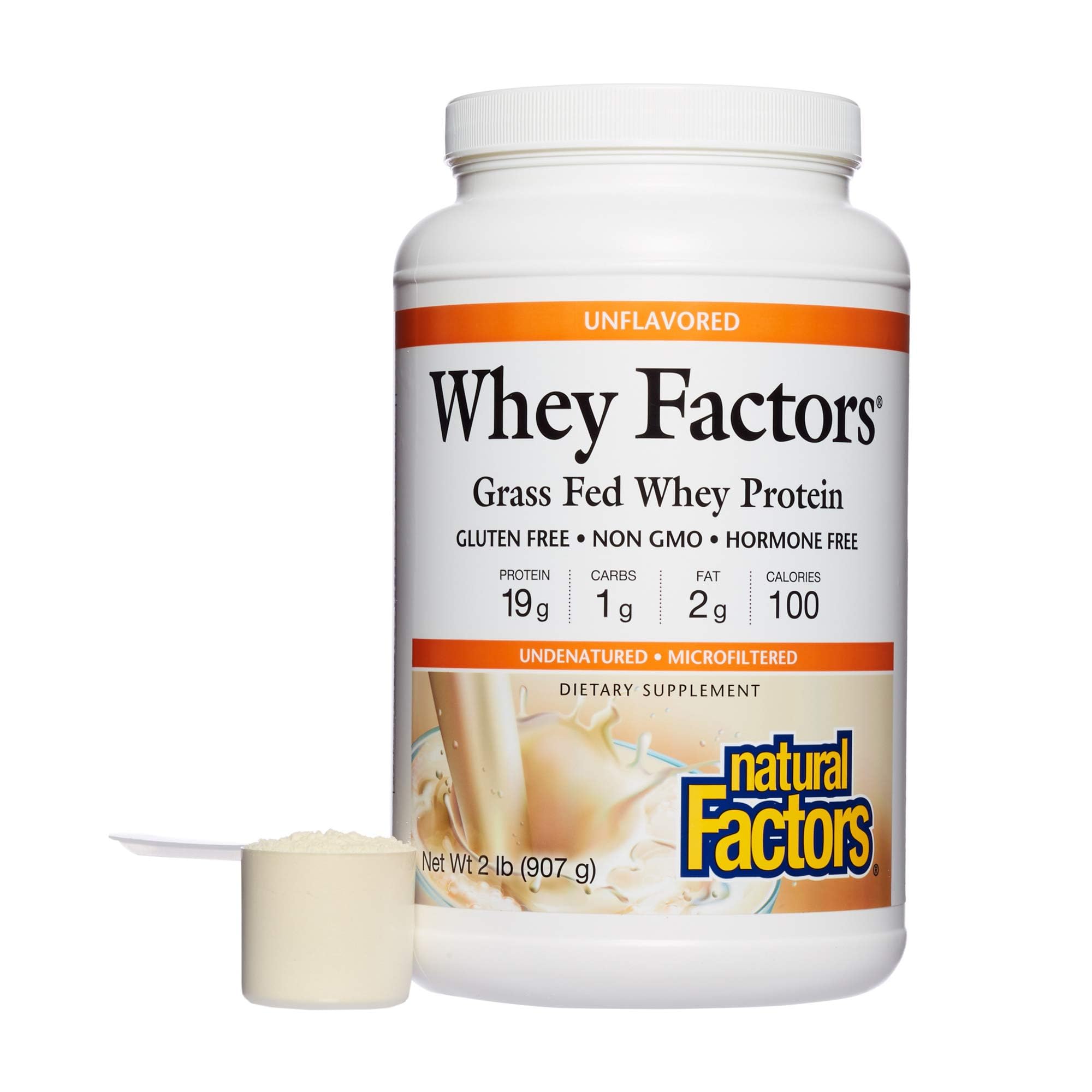Foto 2 pulgar | Proteína En Polvo Natural Factors Whey Factors 907 G Sin Sabor - Venta Internacional.