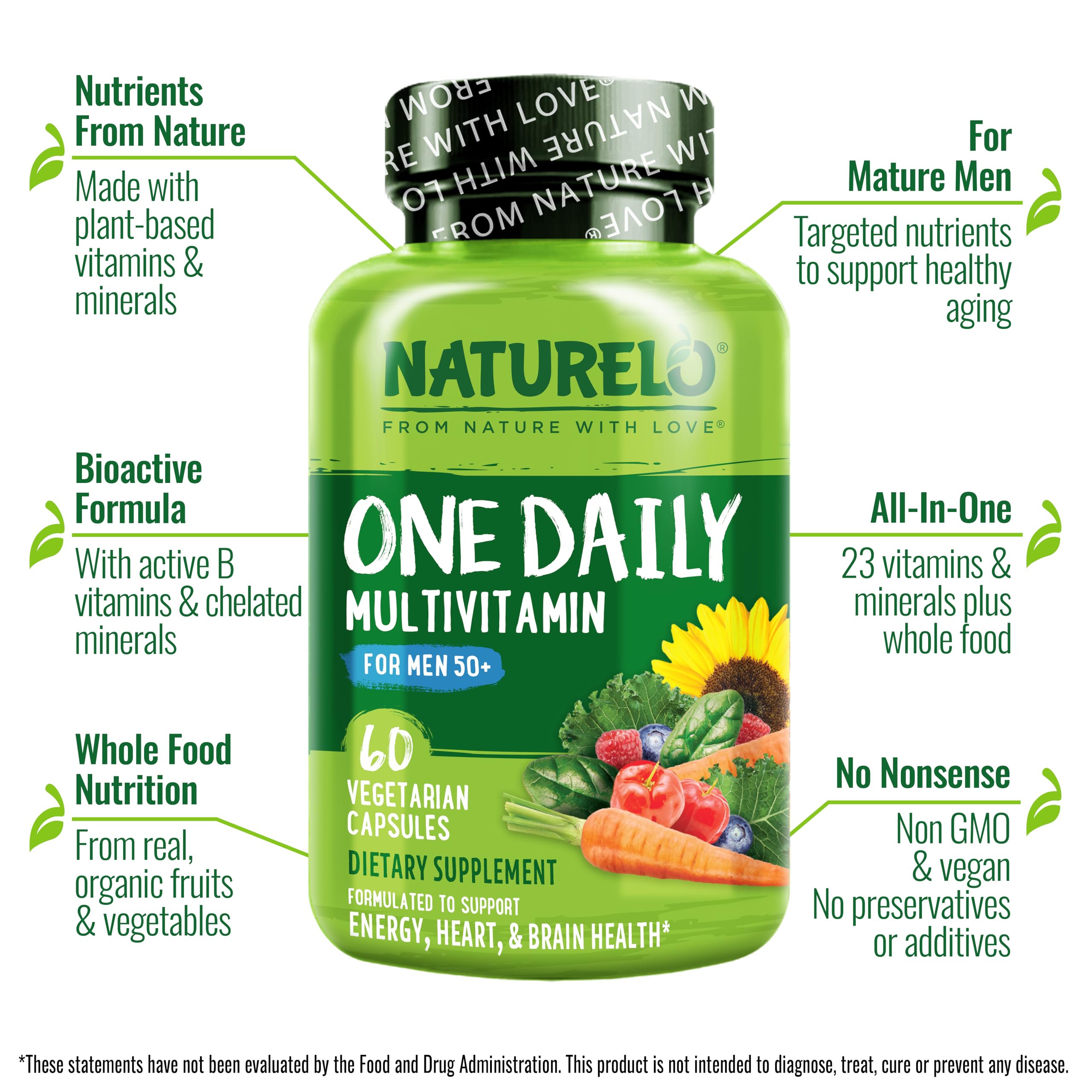 Foto 3 pulgar | Multivitamínico Naturelo Para Hombres Mayores De 50 Años, Un Día, 60 Cápsulas Vegetarianas - Venta Internacional.