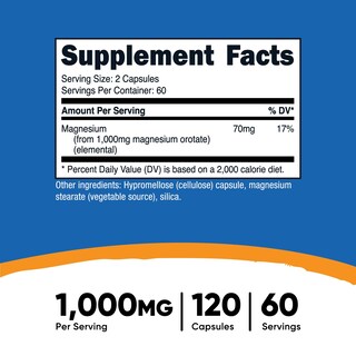 Foto 2 | Suplemento Nutricost De Orotato De Magnesio 1000 Mg 120 Cápsulas - Venta Internacional.