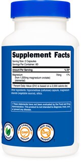 Foto 5 | Suplemento Nutricost De Orotato De Magnesio 1000 Mg 120 Cápsulas - Venta Internacional.