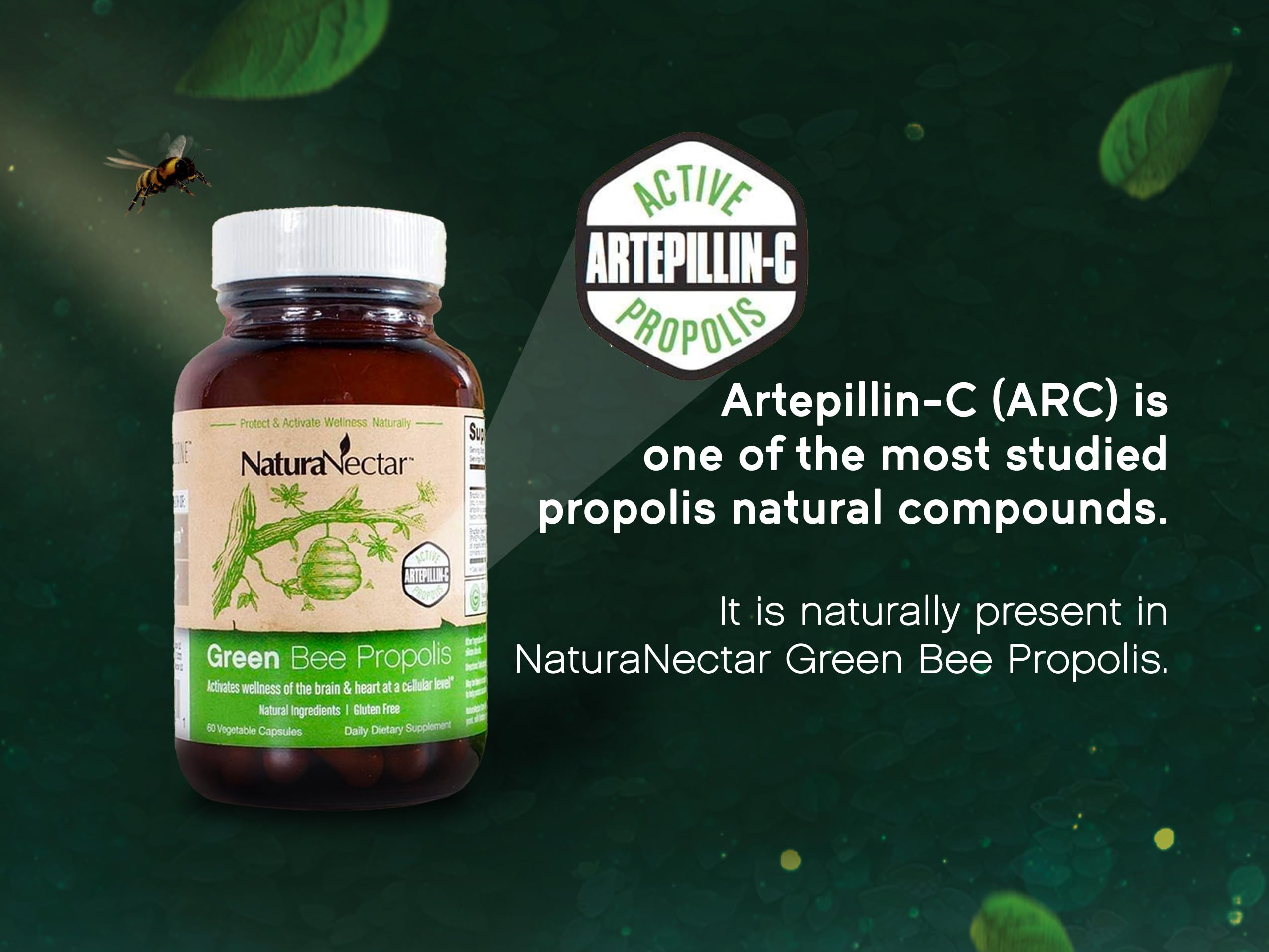 Foto 4 pulgar | Suplemento Naturanectar Green Bee Propolis 60 Cápsulas - Venta Internacional.