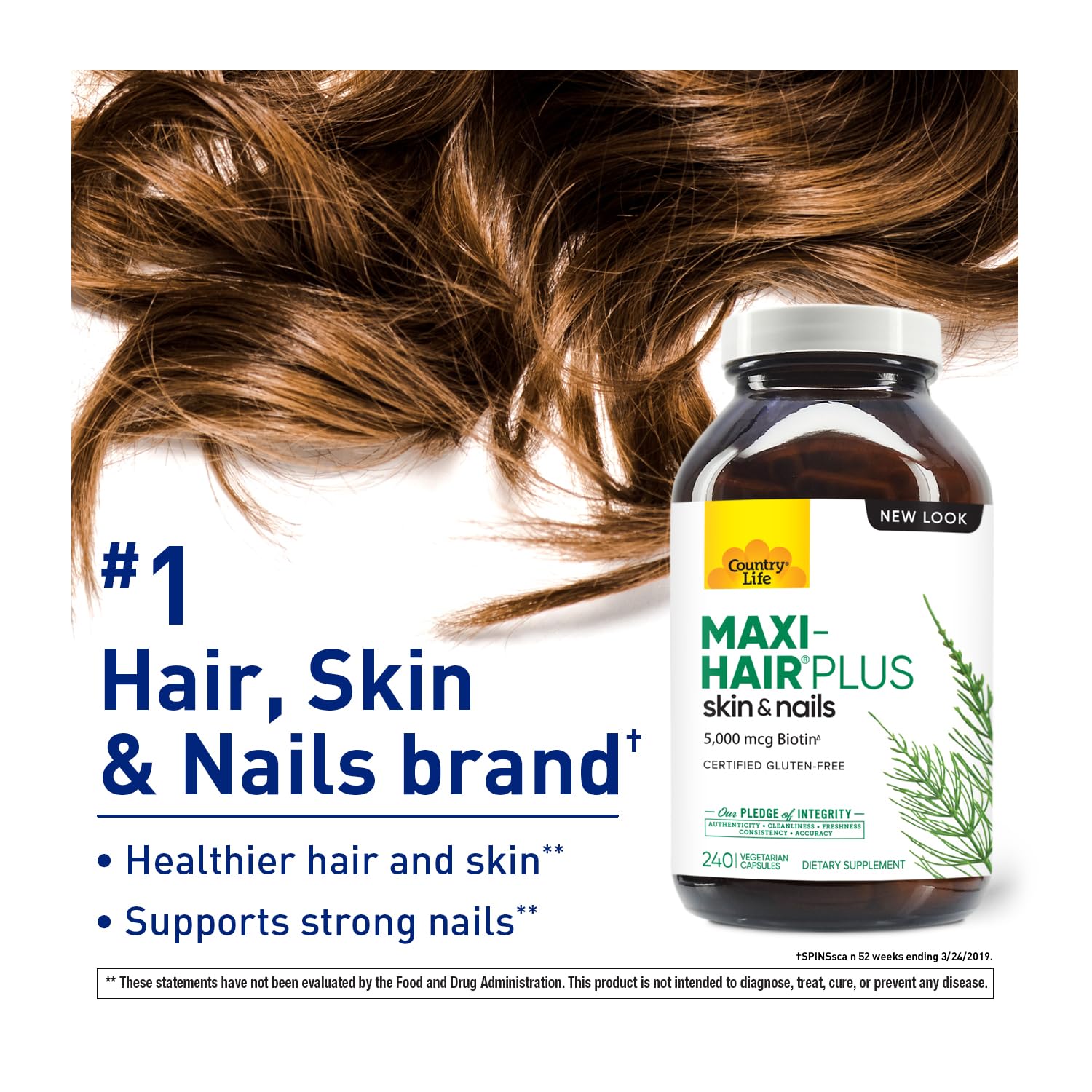 Foto 3 pulgar | Suplemento Country Life Maxi-hair Plus De Biotina 240 Comprimidos - Venta Internacional.
