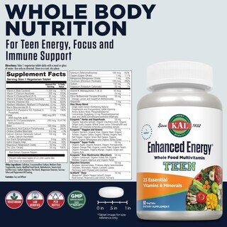 Foto 2 | Suplemento Kal Enhanced Energy Para Adolescentes En Tabletas 60 Tabletas - Venta Internacional.