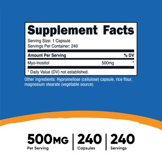 Foto 2 | Cápsulas De Inositol Nutricost 500 Mg 240 Cápsulas - Venta Internacional.