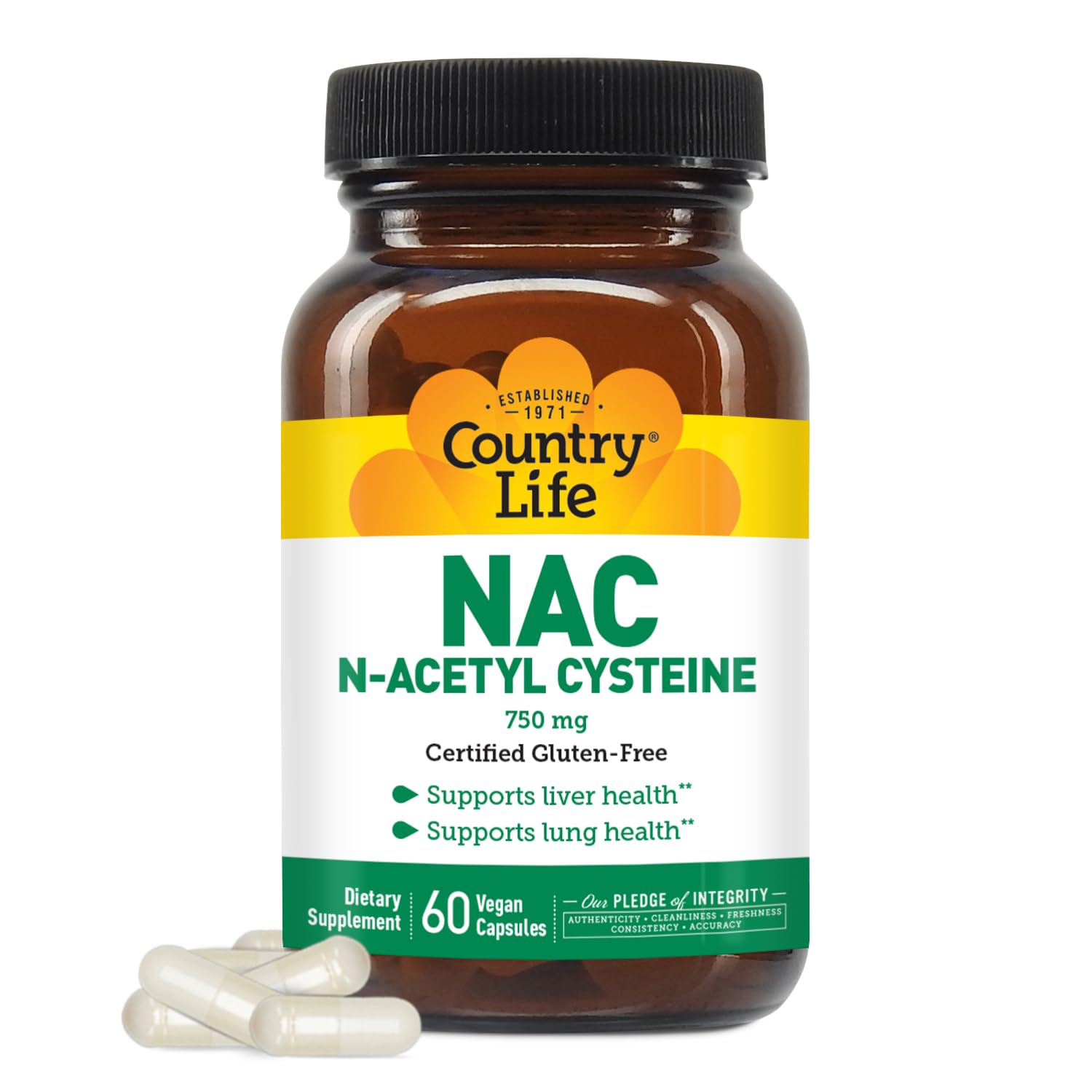 Foto 2 pulgar | Suplemento Country Life De N-acetil Cisteína (nac) 750 Mg 60 Cápsulas - Venta Internacional.