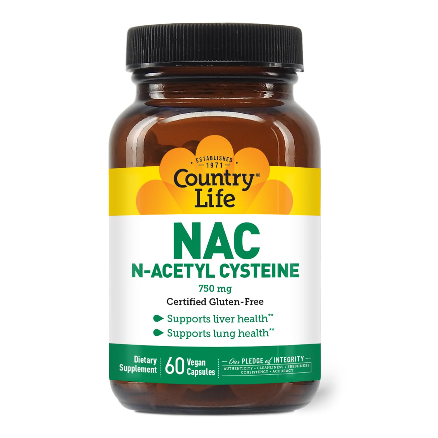 Foto 3 pulgar | Suplemento Country Life De N-acetil Cisteína (nac) 750 Mg 60 Cápsulas - Venta Internacional.
