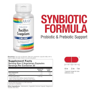 Foto 3 | Suplemento Probiótico Solaray Bacillus Coagulans, 60 Cápsulas Vegetales - Venta Internacional.