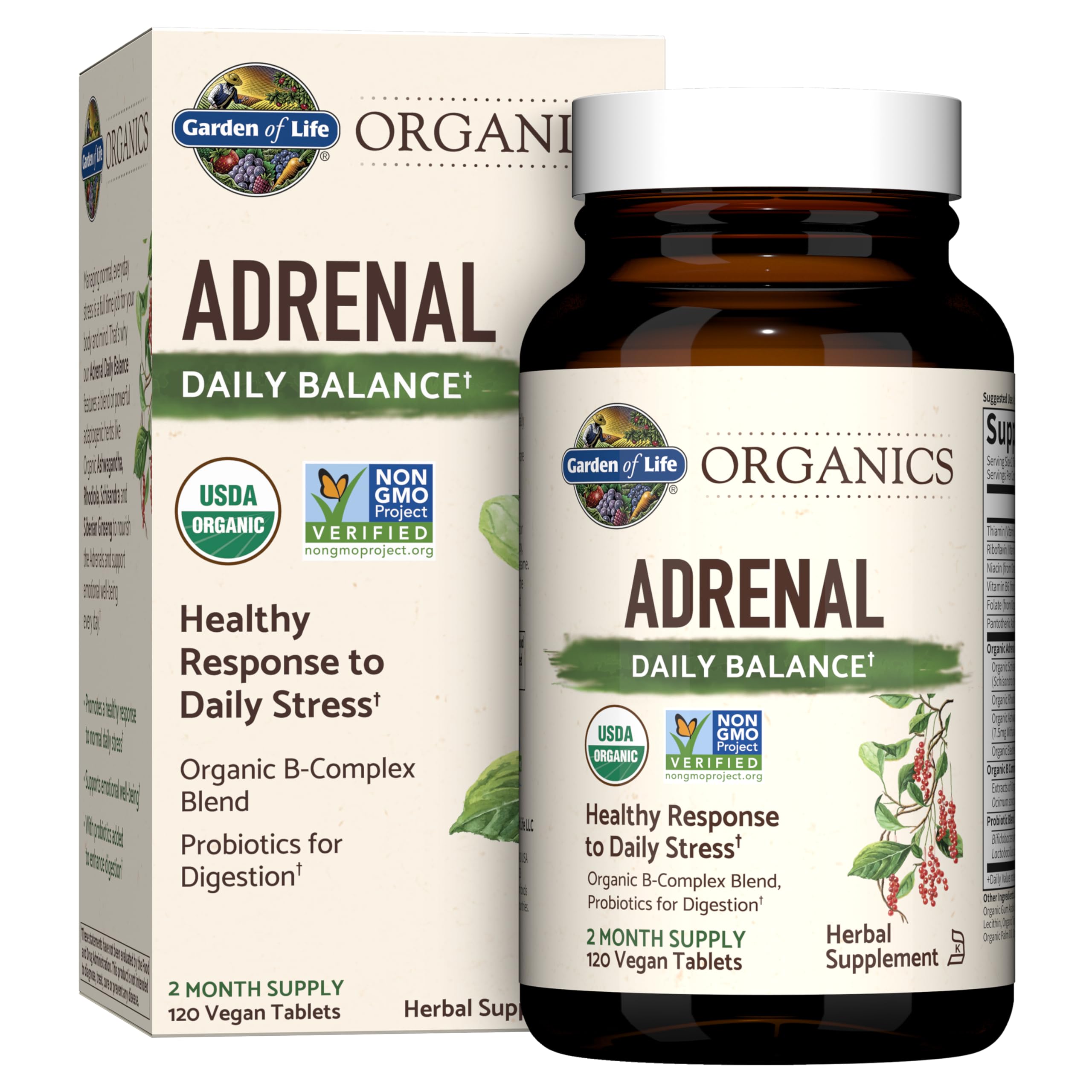 Foto 2 pulgar | Suplemento Garden Of Life Organics Adrenal Daily Balance 120 Comprimidos - Venta Internacional.