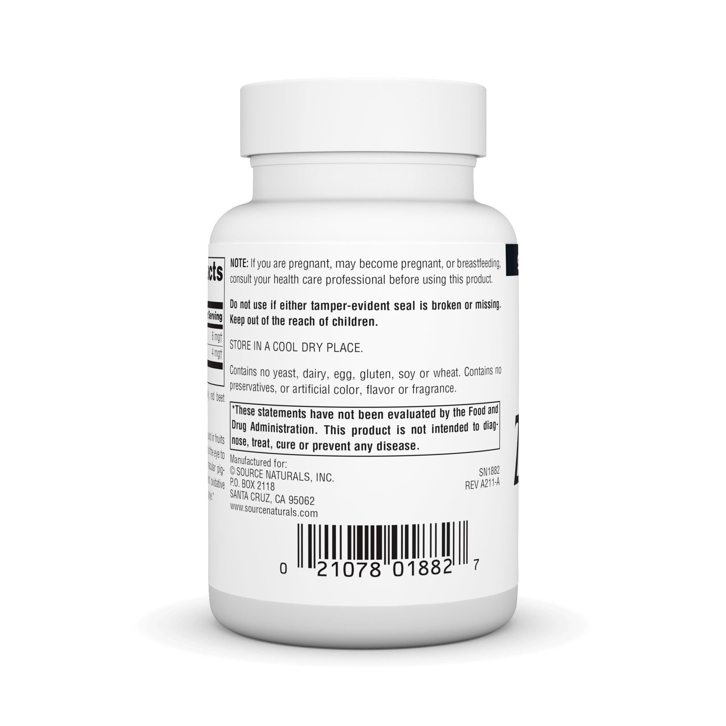 Foto 4 pulgar | Zeaxantina Con Luteína De Supplement Source Naturals, 10 Mg, 60 Cápsulas - Venta Internacional.