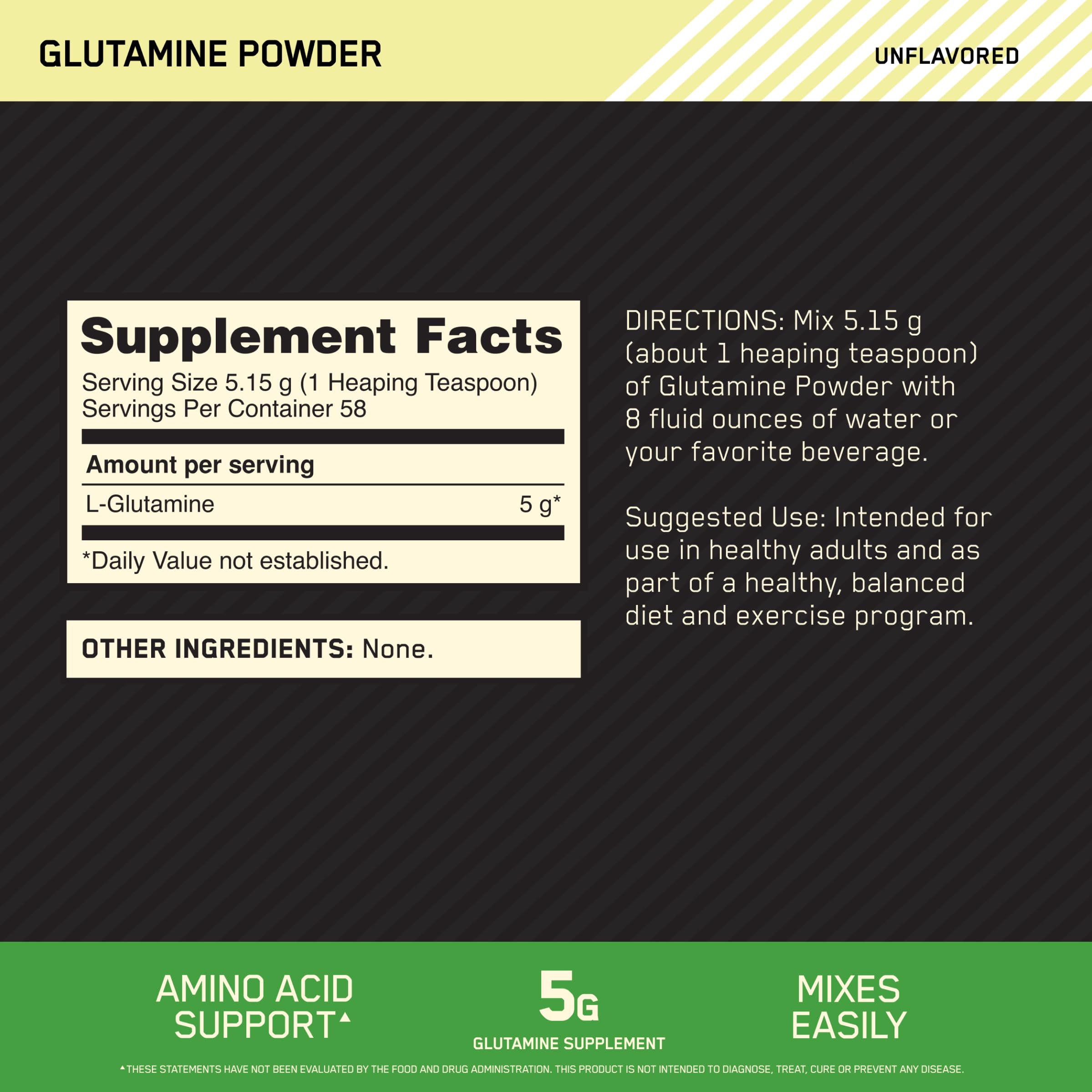 Foto 3 pulgar | L-glutamina En Polvo Para La Recuperación Muscular Optimum Nutrition 300 G - Venta Internacional.