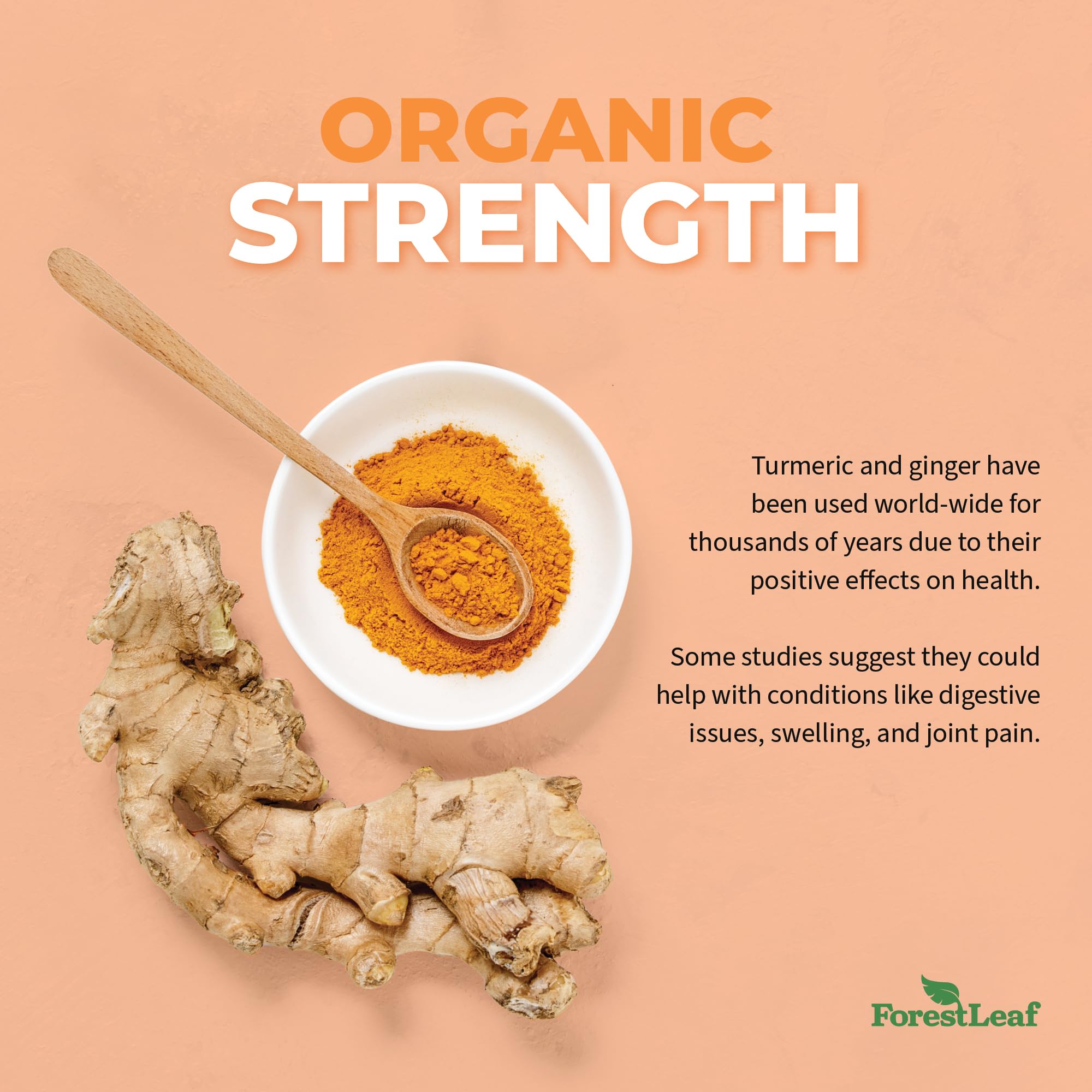 Foto 5 pulgar | Suplemento De Cúrcuma Orgánica Forestleaf 2265 Mg Con Jengibre 120 Cápsulas - Venta Internacional.