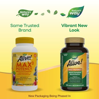 Foto 2 | Multivitamínico Nature's Way Alive! Max3 Potency 180 Comprimidos - Venta Internacional