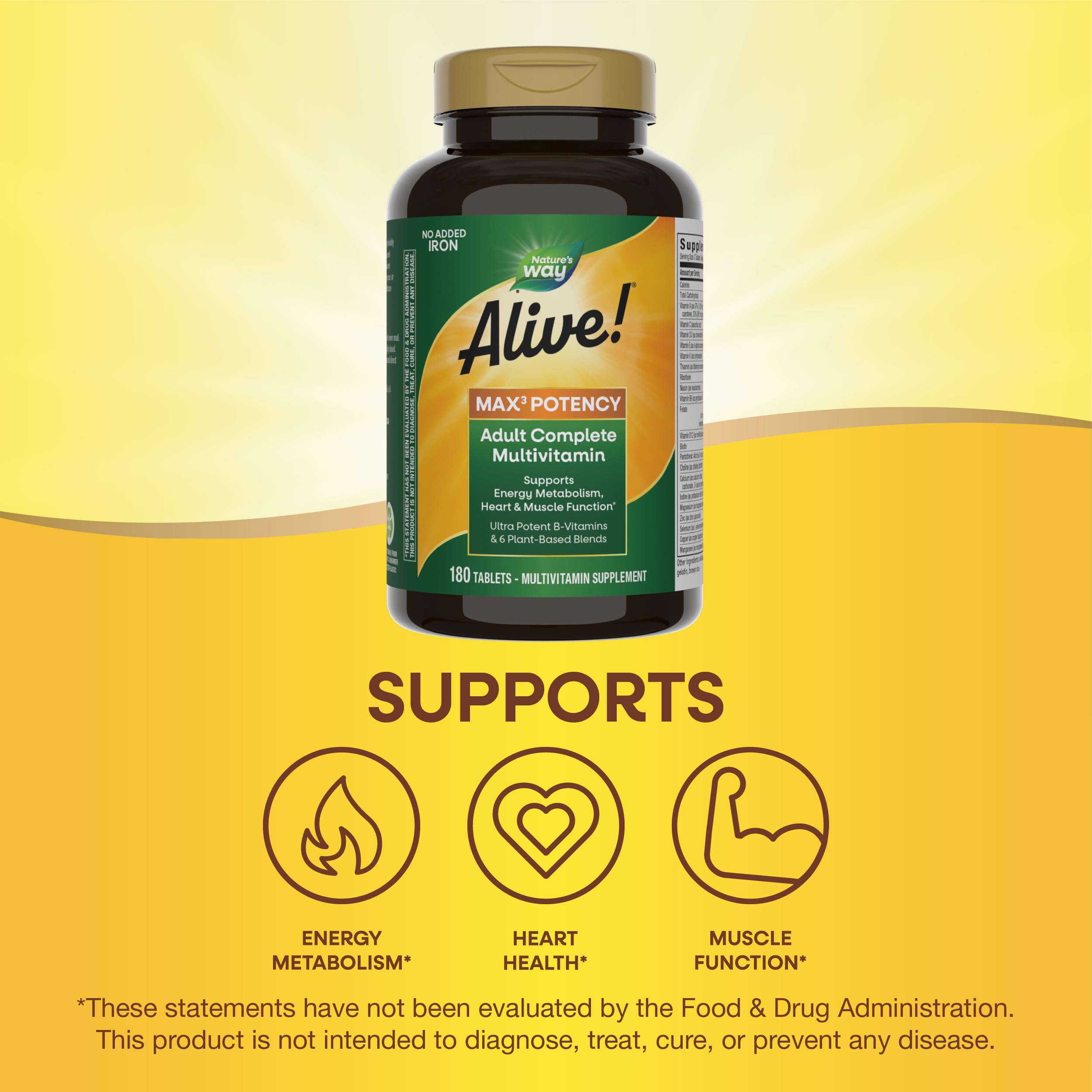 Foto 5 pulgar | Multivitamínico Nature's Way Alive! Max3 Potency 180 Comprimidos - Venta Internacional
