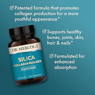 Foto 4 | Dr. Mercola Silica Collagen Builder 60 Cápsulas | Cabello, Piel, Uñas Y Articulaciones