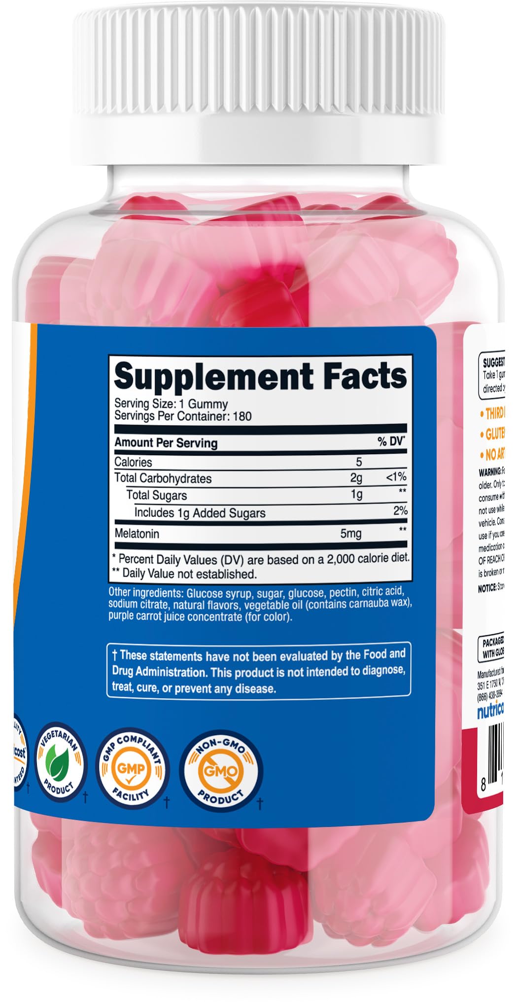 Foto 6 pulgar | Gomitas De Melatonina Nutricost 5 Mg 180 Con Sabor A Fresa - Venta Internacional.