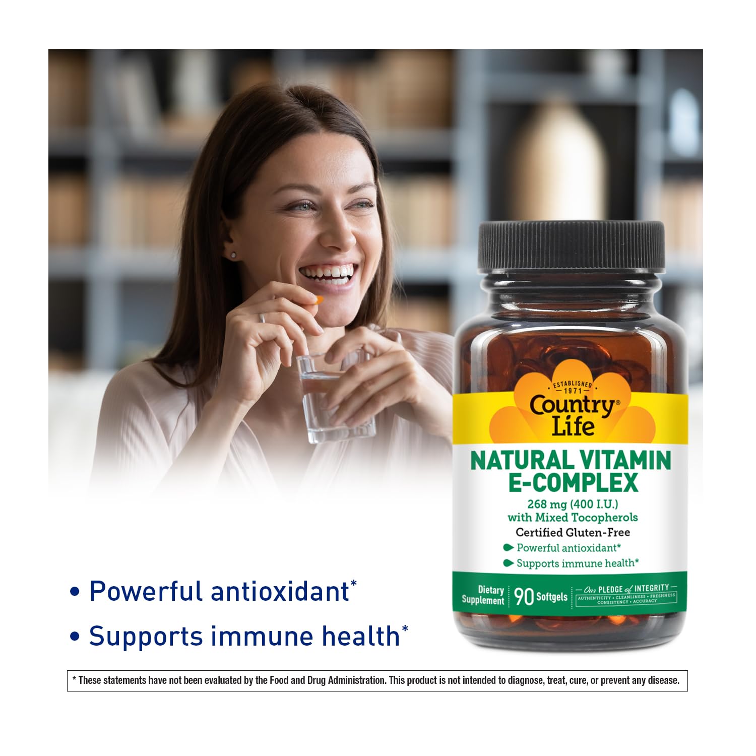 Foto 3 pulgar | Suplemento Country Life Natural Vitamina E Complex 400 Ui - Venta Internacional.