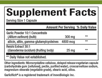 Foto 2 | Complementa Natural Factors Garlicrich Con Reishi 120 Cápsulas - Venta Internacional.
