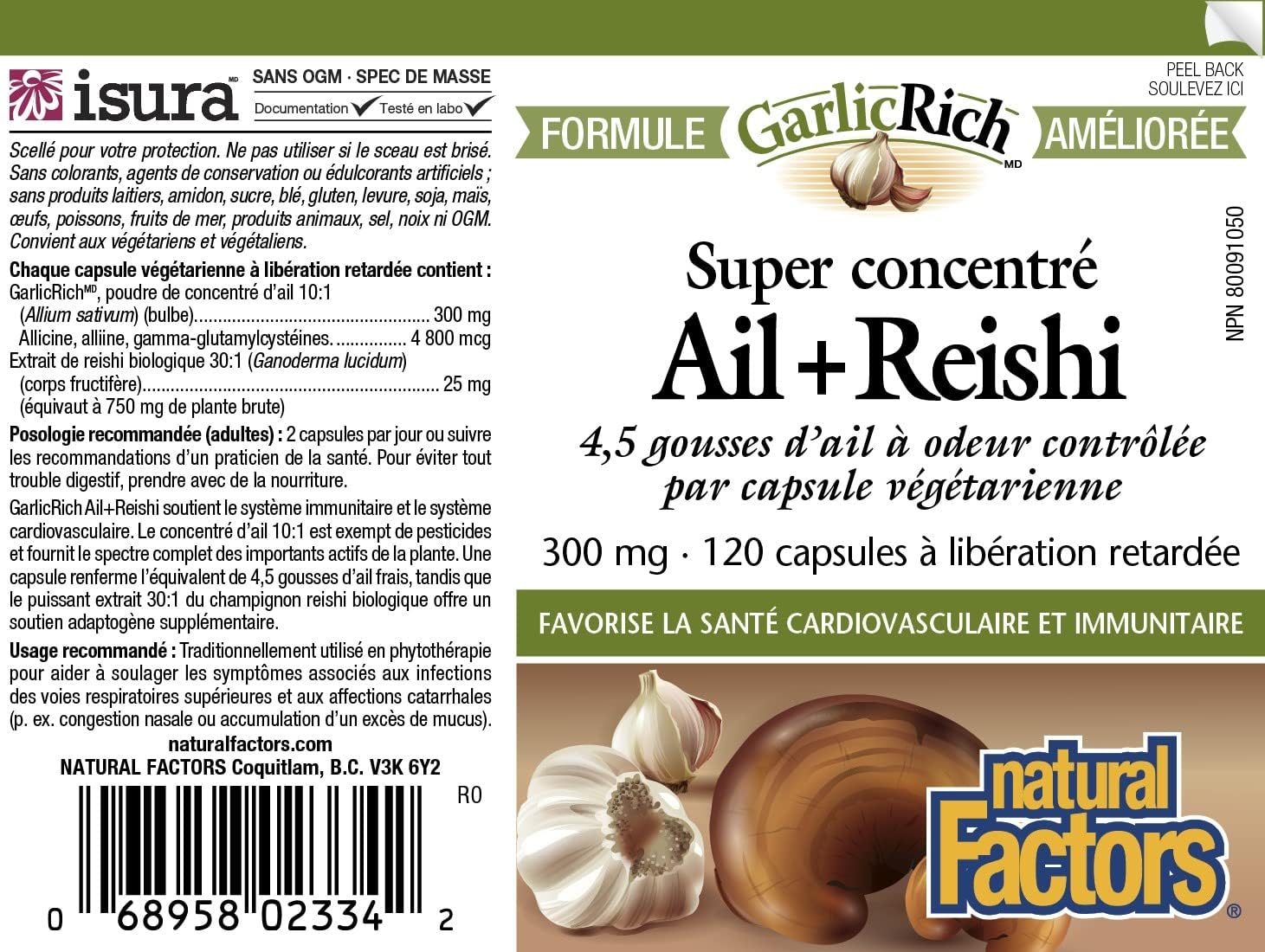 Foto 4 pulgar | Complementa Natural Factors Garlicrich Con Reishi 120 Cápsulas - Venta Internacional.